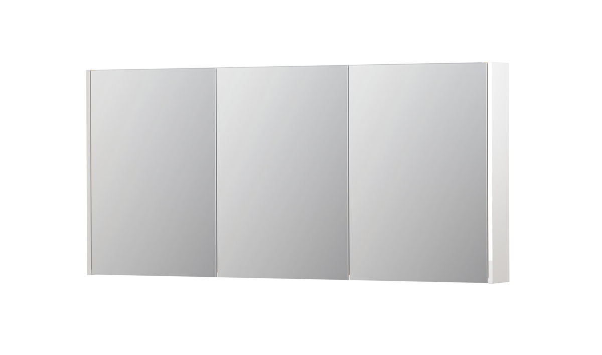 INK SPK2 spiegelkast m. 3 dubbelzijdige spiegeldeuren en stop/schak. 1105506 Hoogglans wit H730xB1600xD140