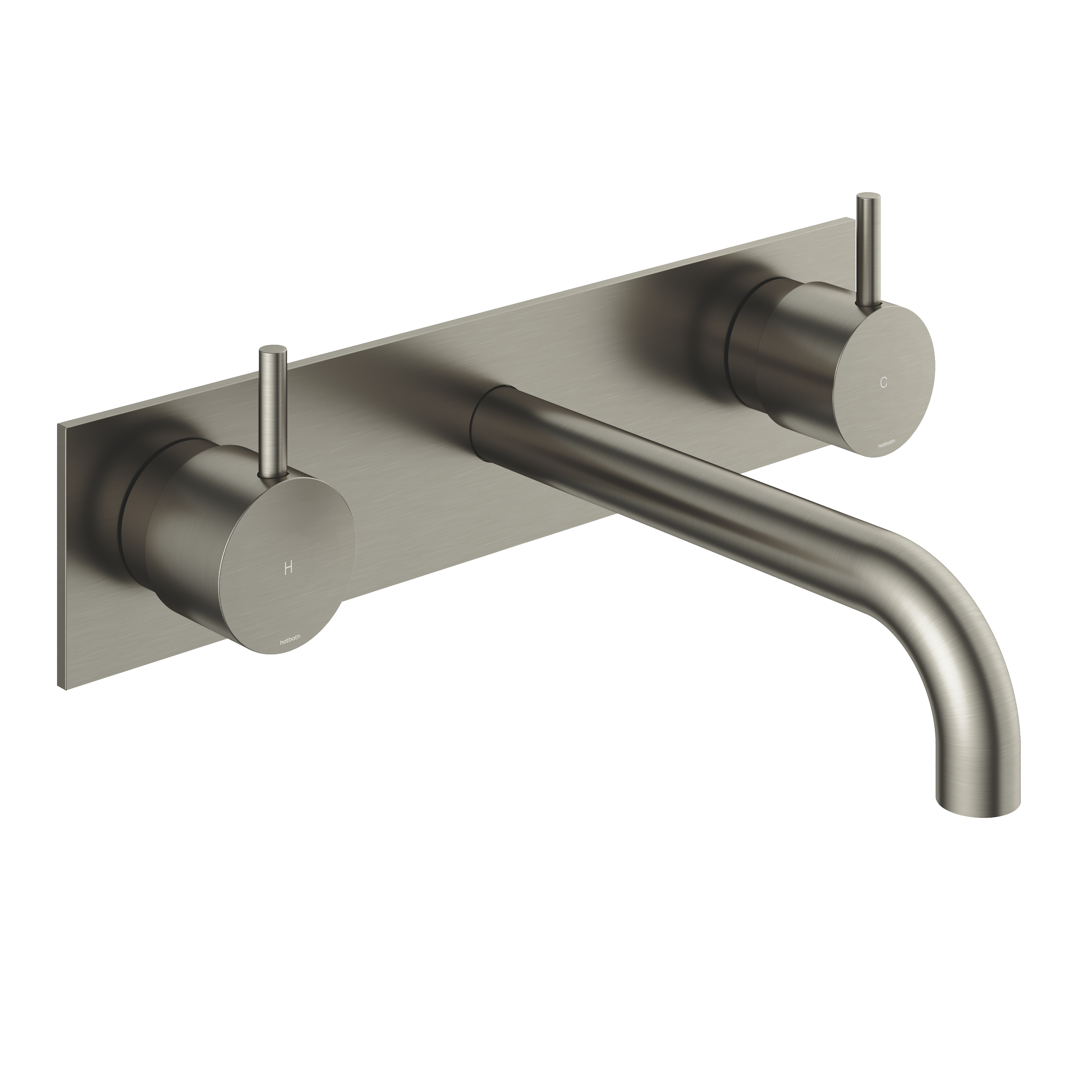 Hotbath Cobber afbouw wastafelmengkraan 3 gats met plaat 18 cm CB006TEXT18GN Geborsteld Nikkel