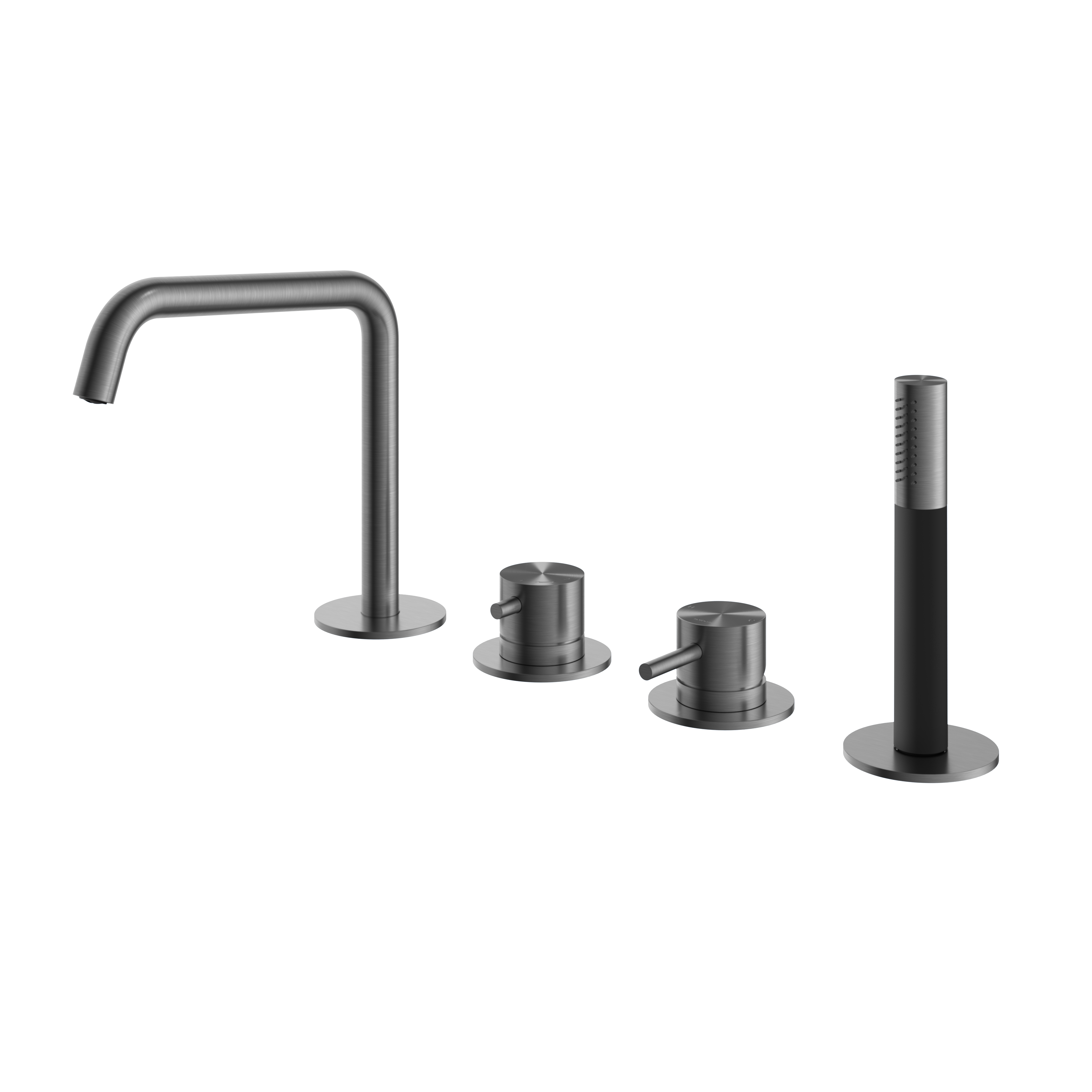 Hotbath Archie badrand 1 hendel mengkraan met uitloop en 2-weg omstel AR083BGP Geborsteld Gunmetal PVD