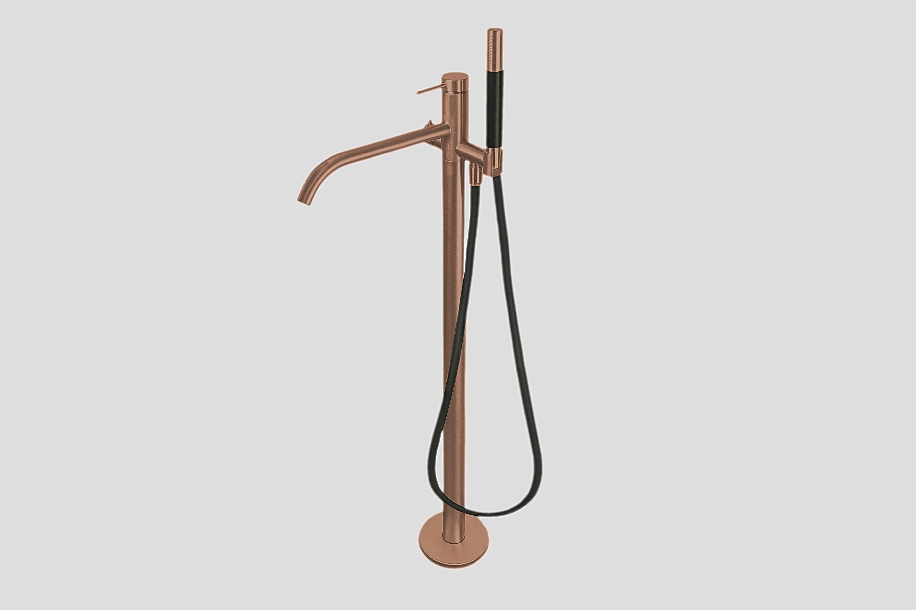 Lagoo Garda vrijstaande badmengkraan afb.deel met mixer handd. staaf doucheslang 150 cm G3204BK Brushed Copper PVD