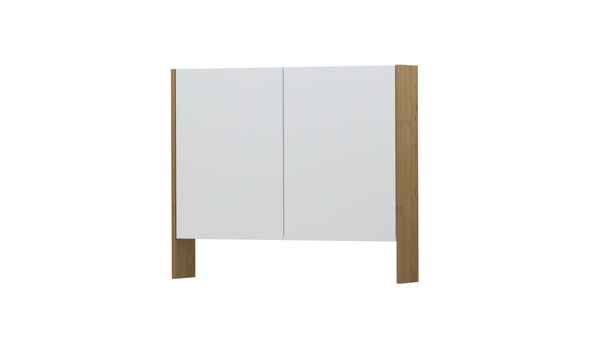 INK SPK3 spiegelkast m. dubbel gesp. 2 deuren icm open planchet en stop/schak. 1110171 Natur fineer H740xB900xD140
