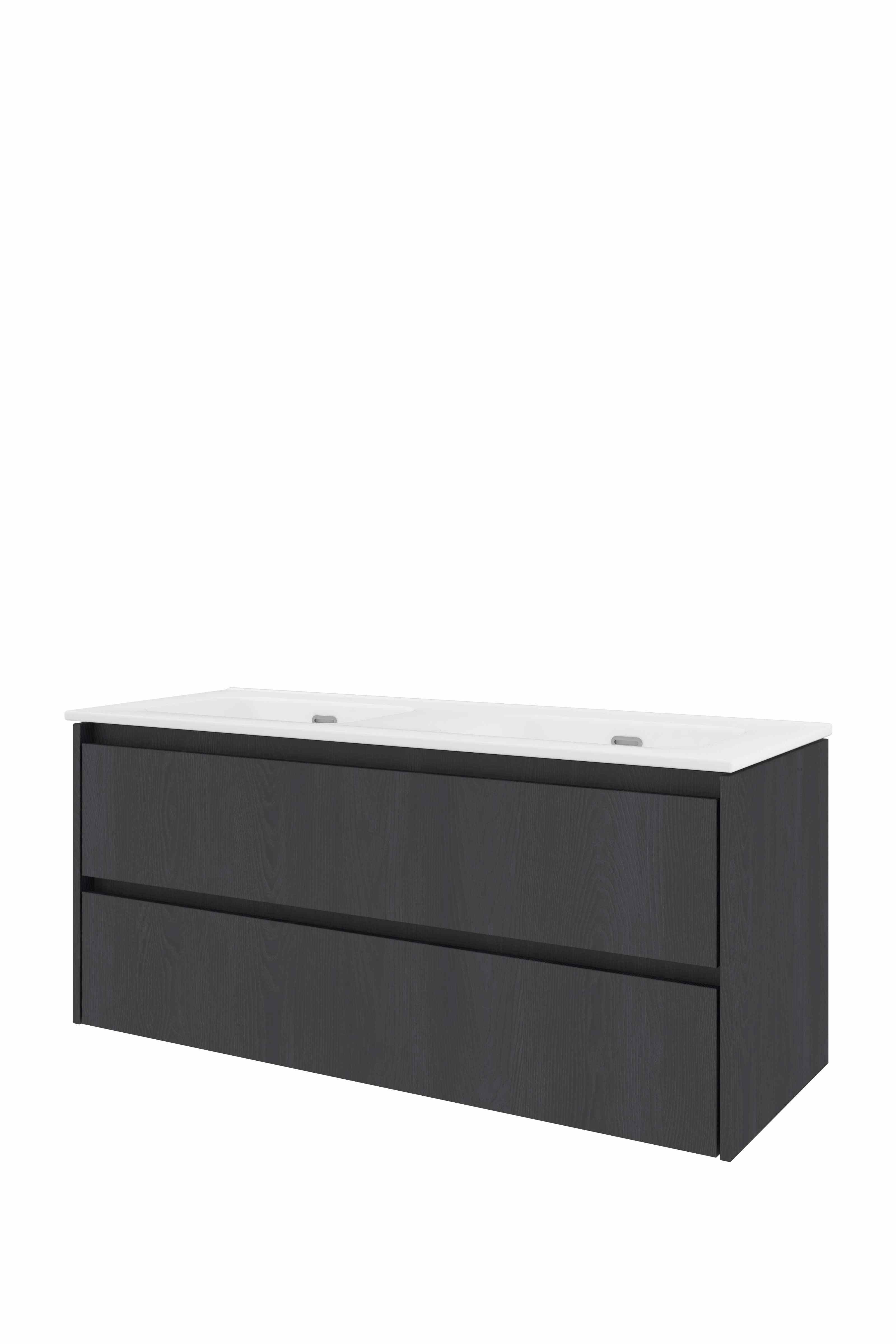 Proline Set porselein Elegant wast. dubbel z. kr.gaten en onderkast sym. 1815167 Black oak/Glans wit 1200x460x540