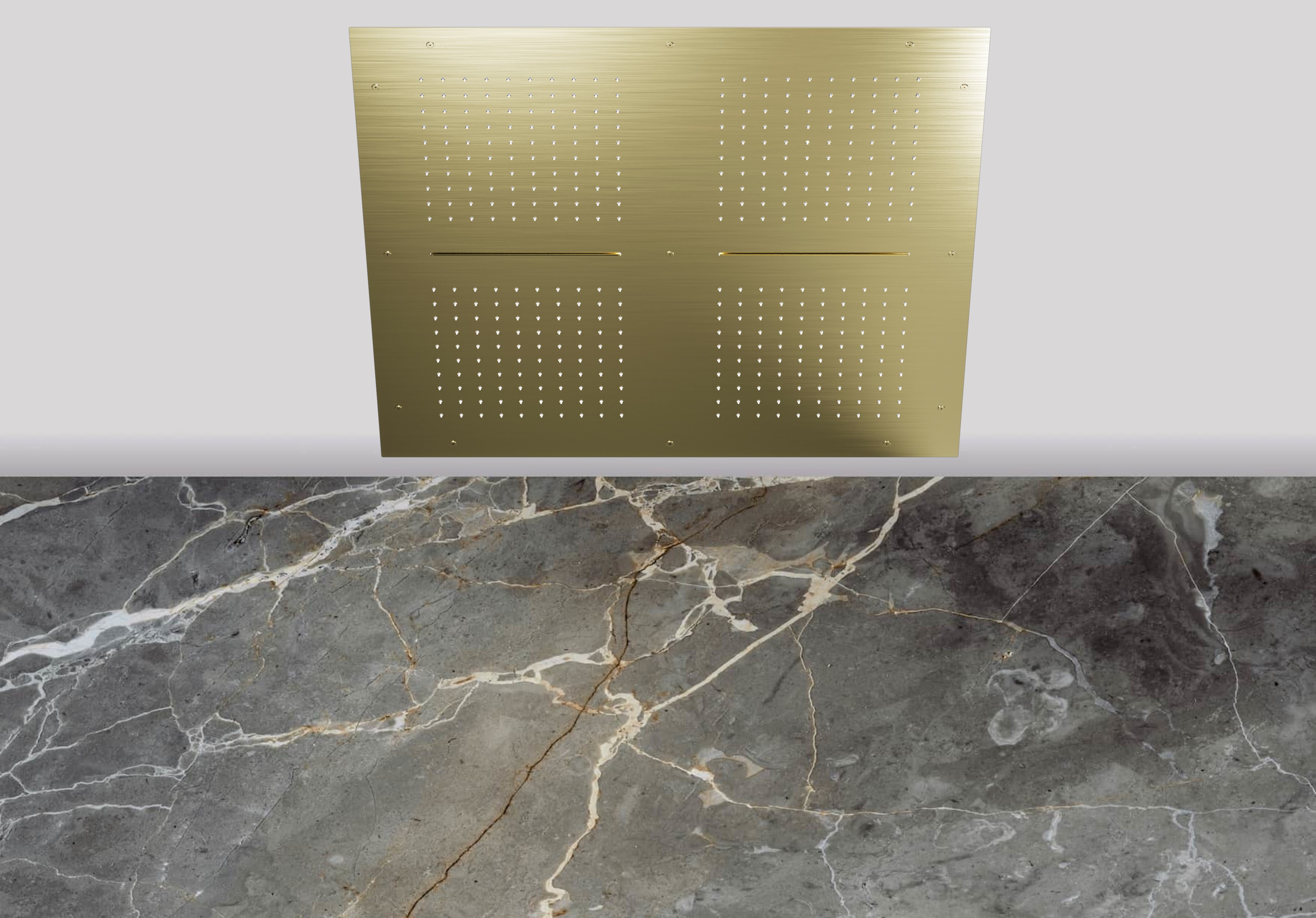 Lagoo Nesso Hoofddouche Showerlicious 800 x 800 m. 4 regen 2 cascades N8235BB Brushed Brass PVD