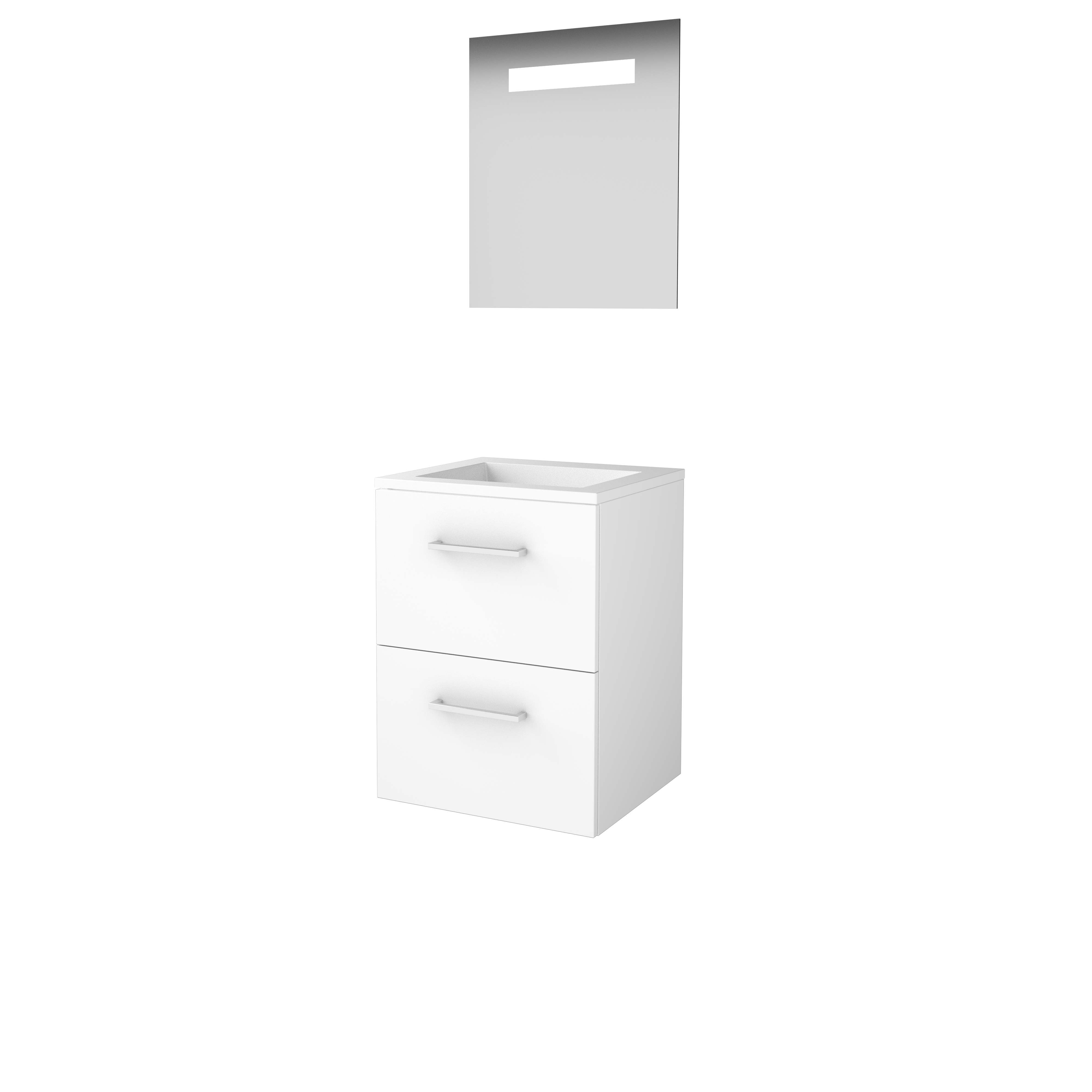 Basic Economic 46 set 50x46cm met gr. 2 la Acryl wast. 0 krgt. incl. spiegel m. verl. E46GR50A0IW Ice White