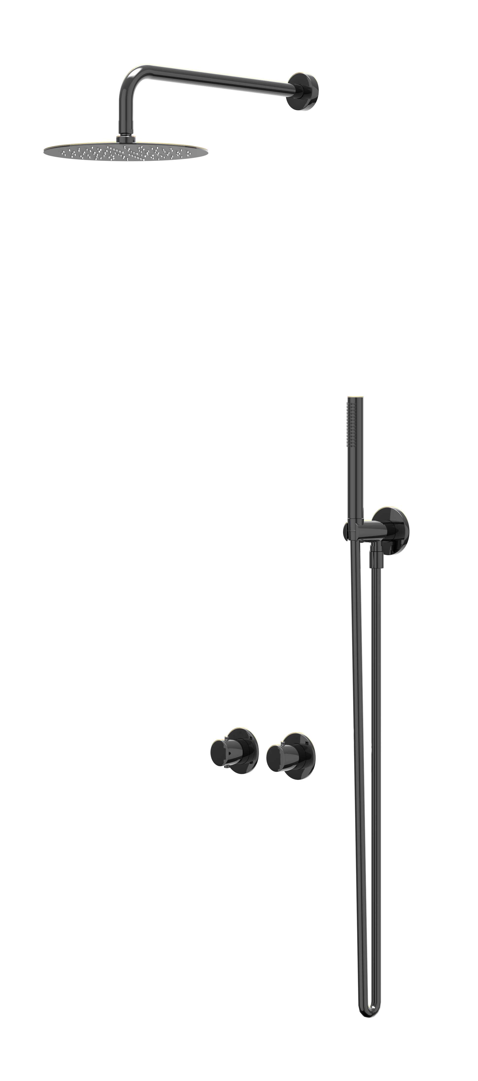 IVY Bond Inbouwset 2-weg  15cm plaf. 30cm sl houder  en satin sp. CSB3ZCCCBA Zwart chroom PVD