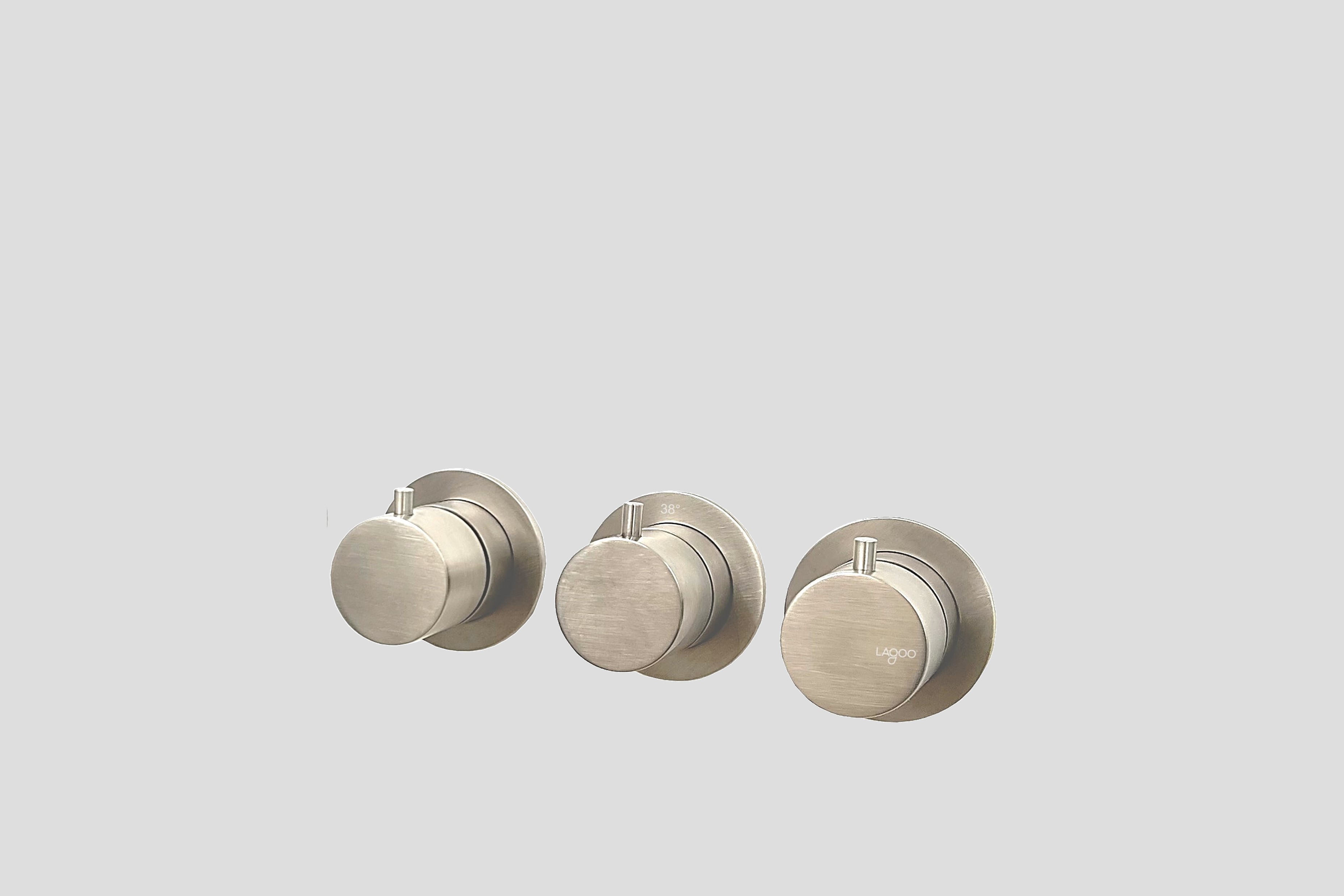 Lagoo Garda Inbouw douche/bad thermostaat Tripple7 met 3-weg omstel G2275BN Brushed Nickel