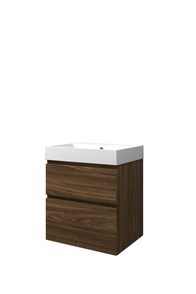 Proline set polystone Loft wast. met 1 krgt. en onderk. a-sym. 1817033 Cabana oak/Mat wit H700xB600xD460