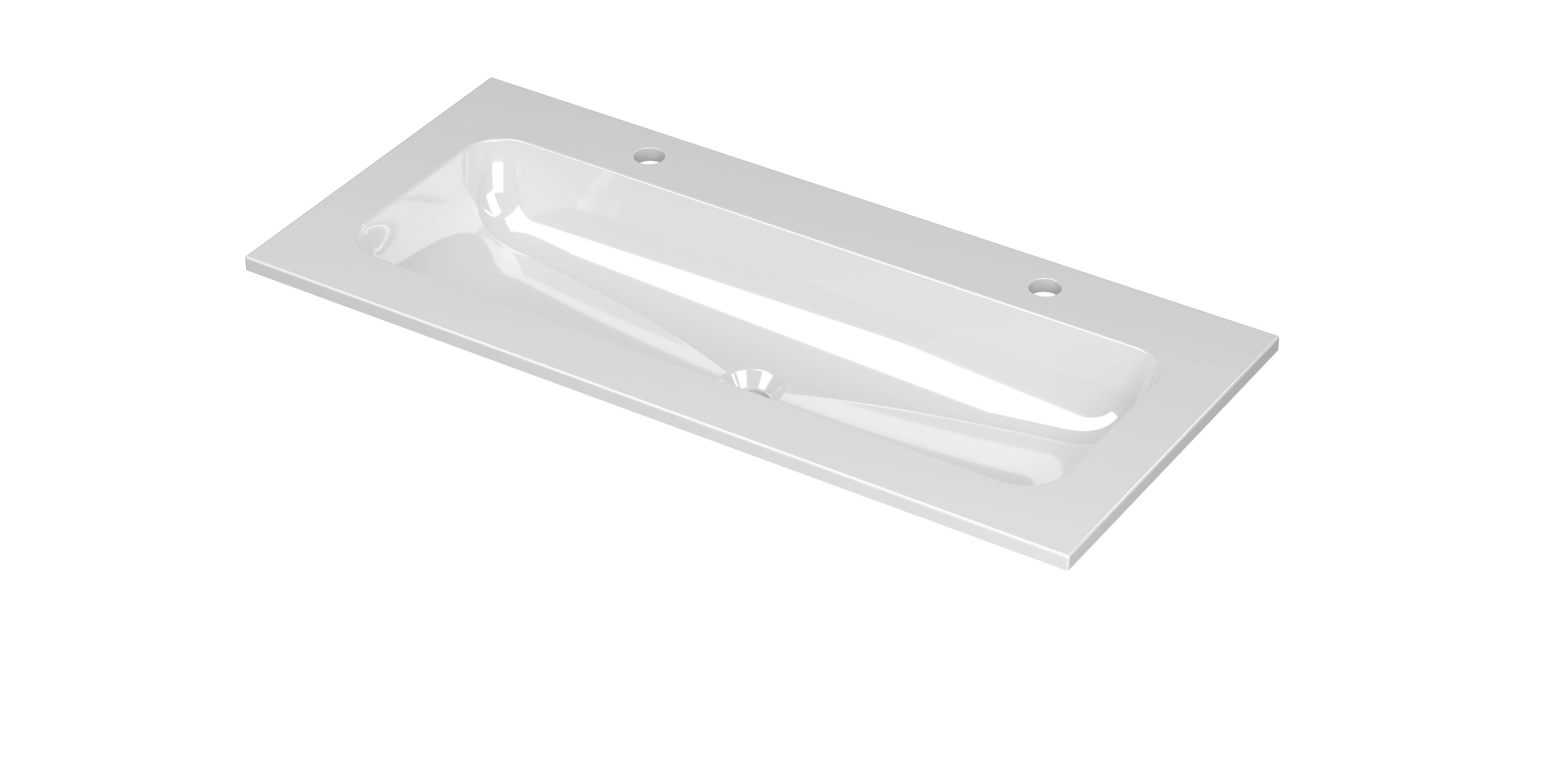 INK Aspekt wastafel pors. m. kom 45 centraal m. 2 krgt. 207022 Glans wit H25xB15xD1000