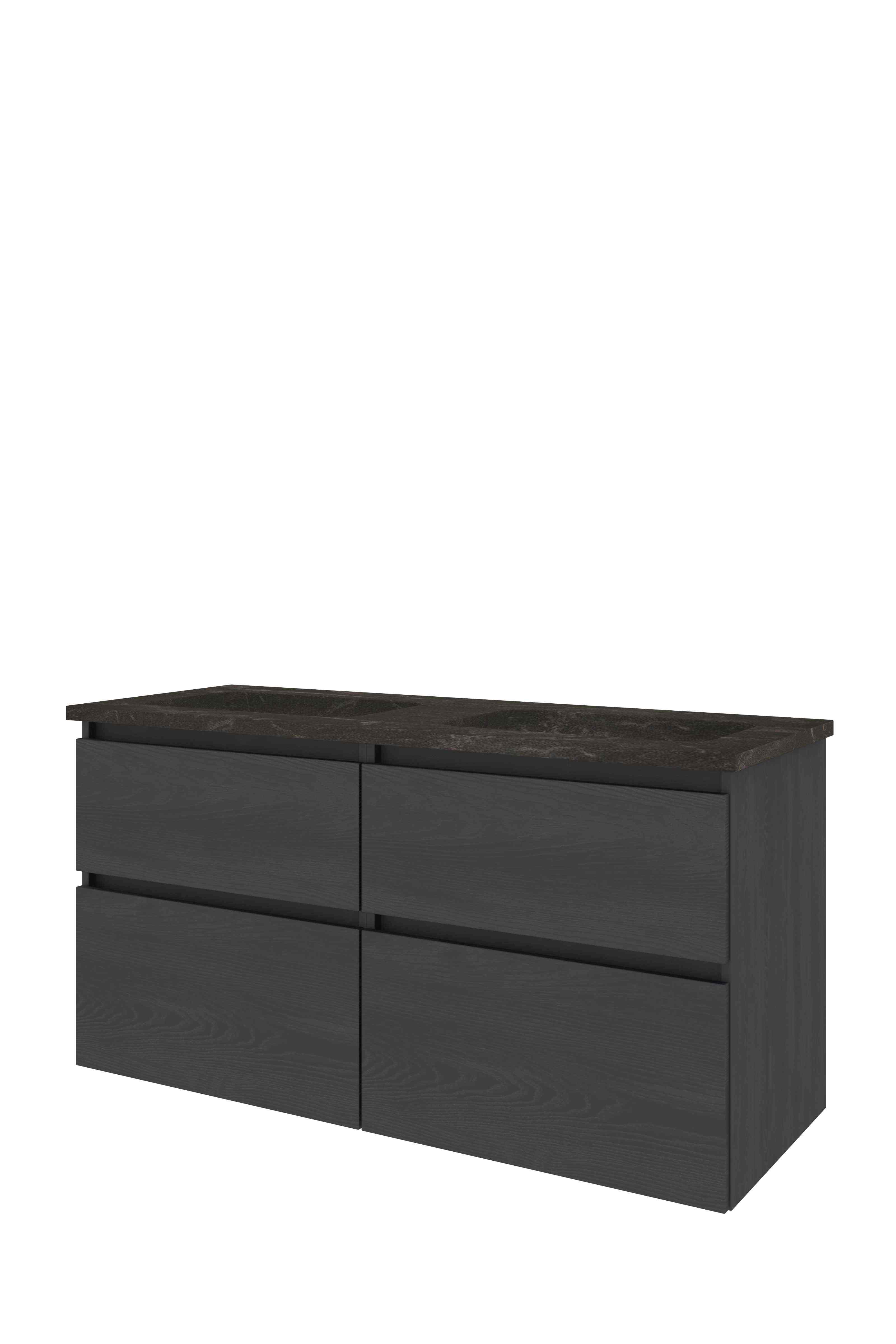 Proline Set hardsteen Elegant wast. z. kr.gaten en onderkast 4 laden a-sym. 1815887 Black oak/Blue stone 1200x460x625