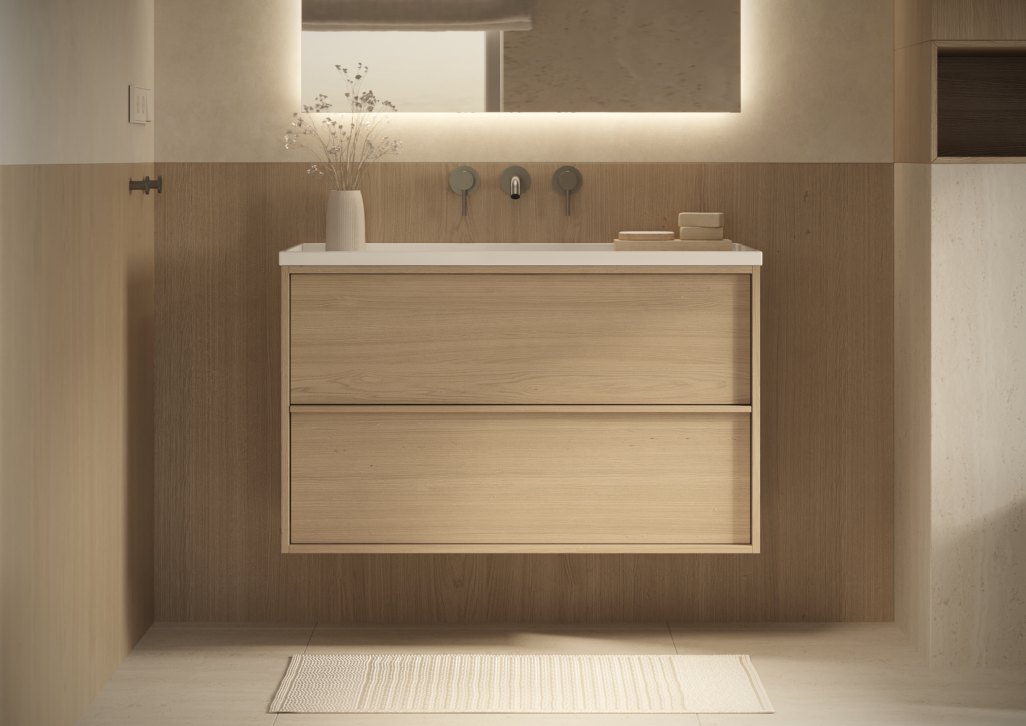 CONTOUR fineer onderkast 2 laden 900x460x600 mm 2001010 Fineer Blonde Oak