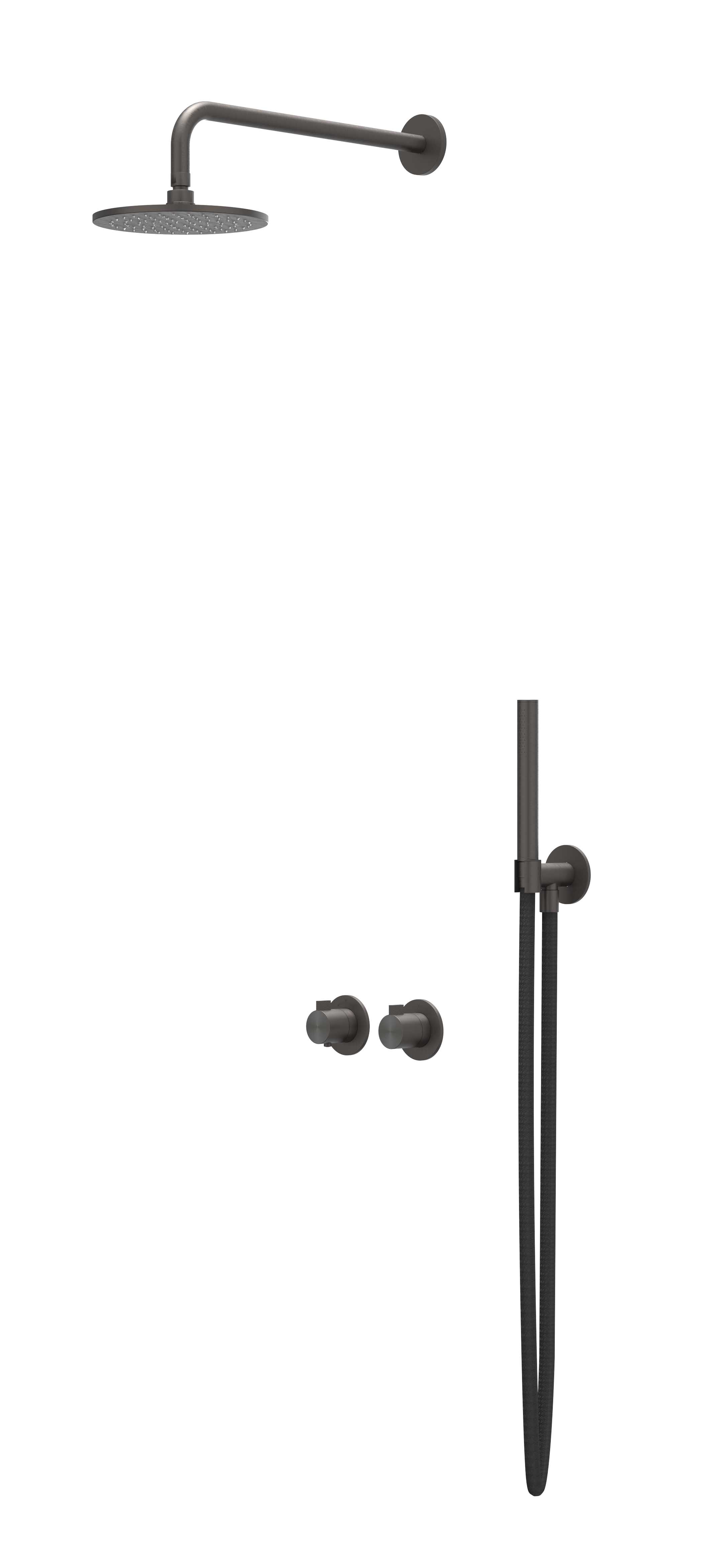 IVY Tribe Inbouwset 2-weg  40cm w-arm 20cm me houder  en staafhdd CST3ICBAAAA RVS316 gebr carbon black PVD