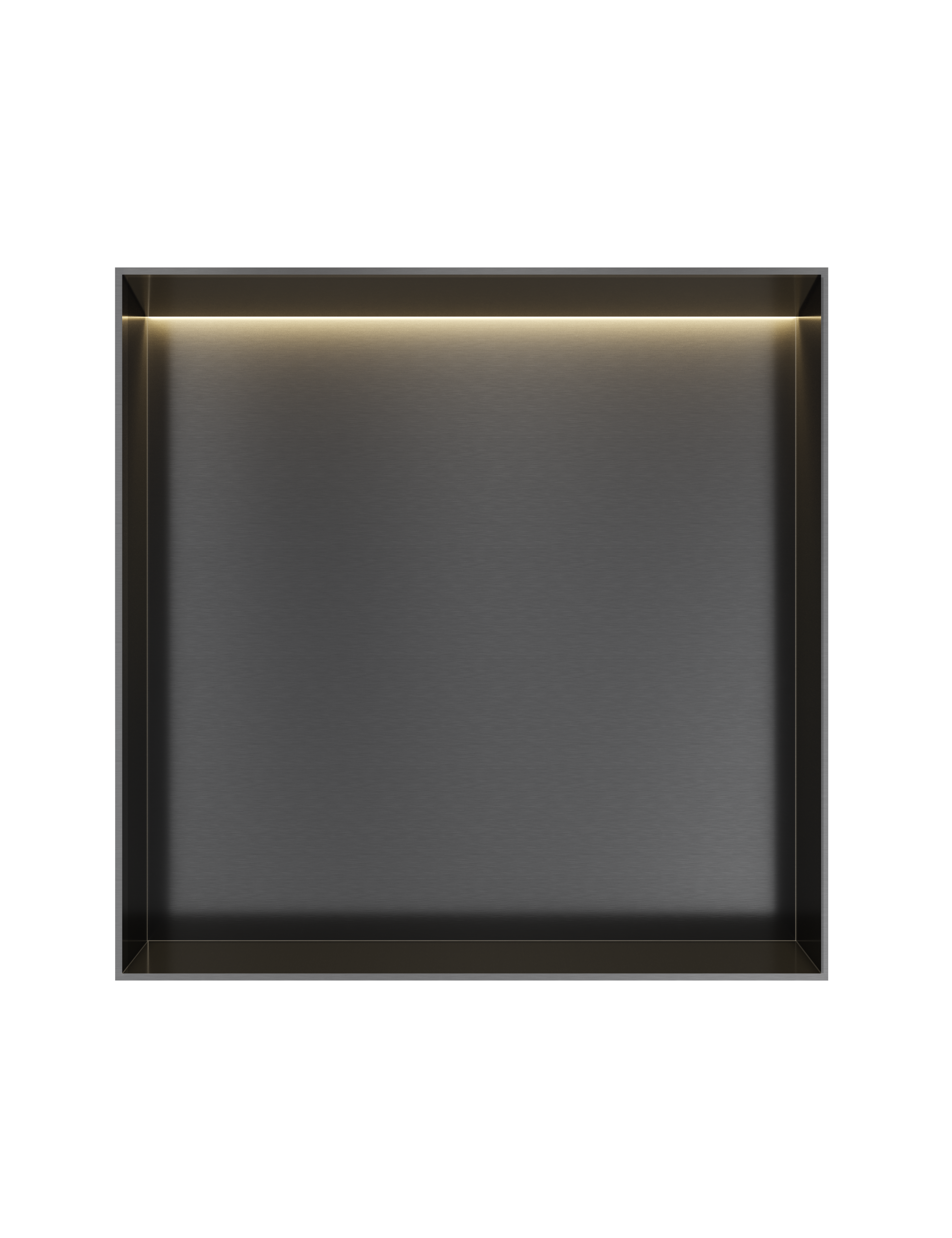 Hotbath More inbouwbox of inbouwnis 30x30x10cm frameless + LED BOX030FLMBP Geborsteld zwart PVD