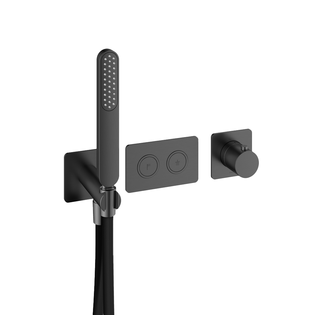 Hotbath Gal afbouwdeeltherm. m. 2 pushbuttons PB7071EXTBGP Geborsteld Gunmetal PVD