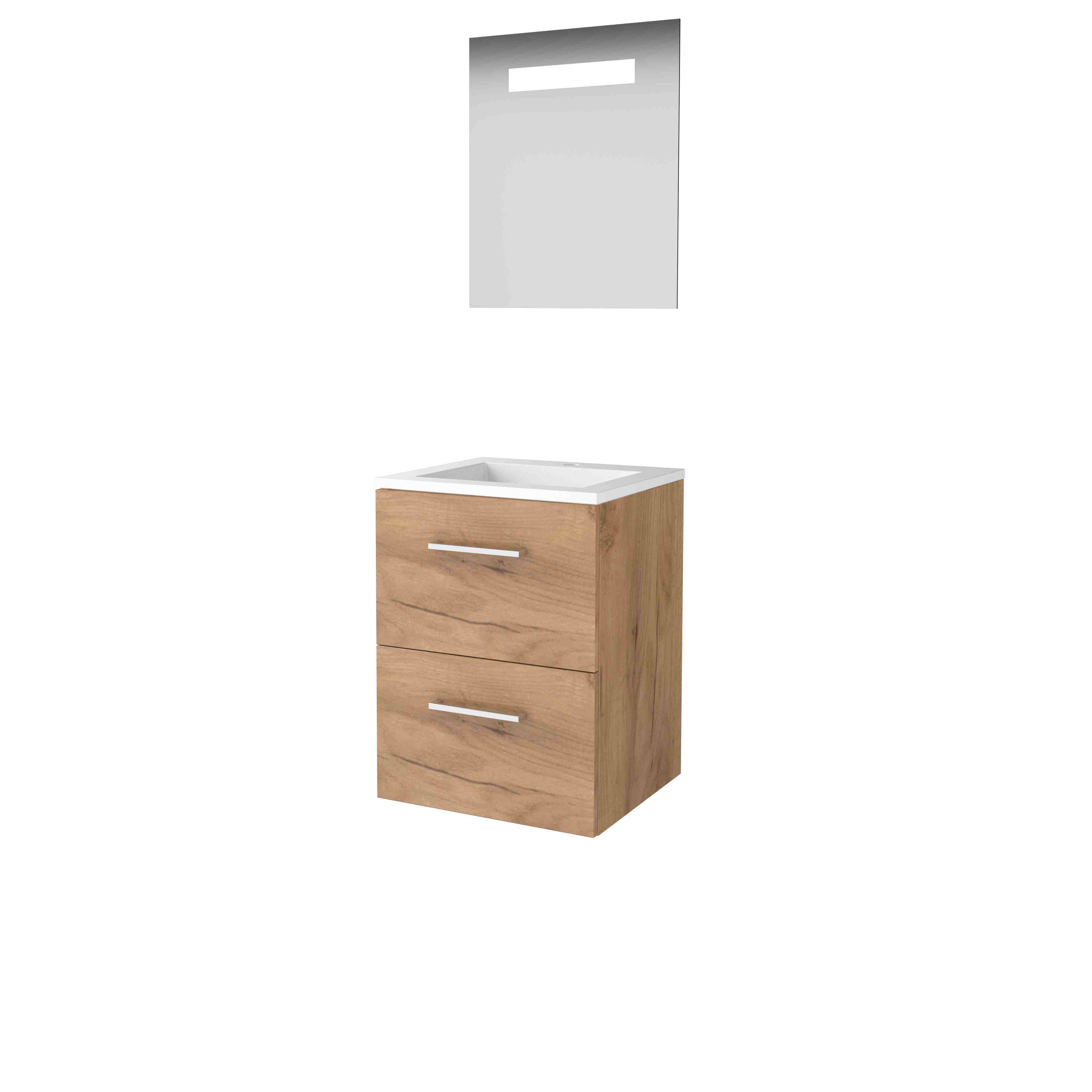 Basic Economic 46 set 50x46cm met gr. 2 la Acryl wast. 1 krgt. incl. spiegel m. verl. E46GR50A1WO Whisky Oak