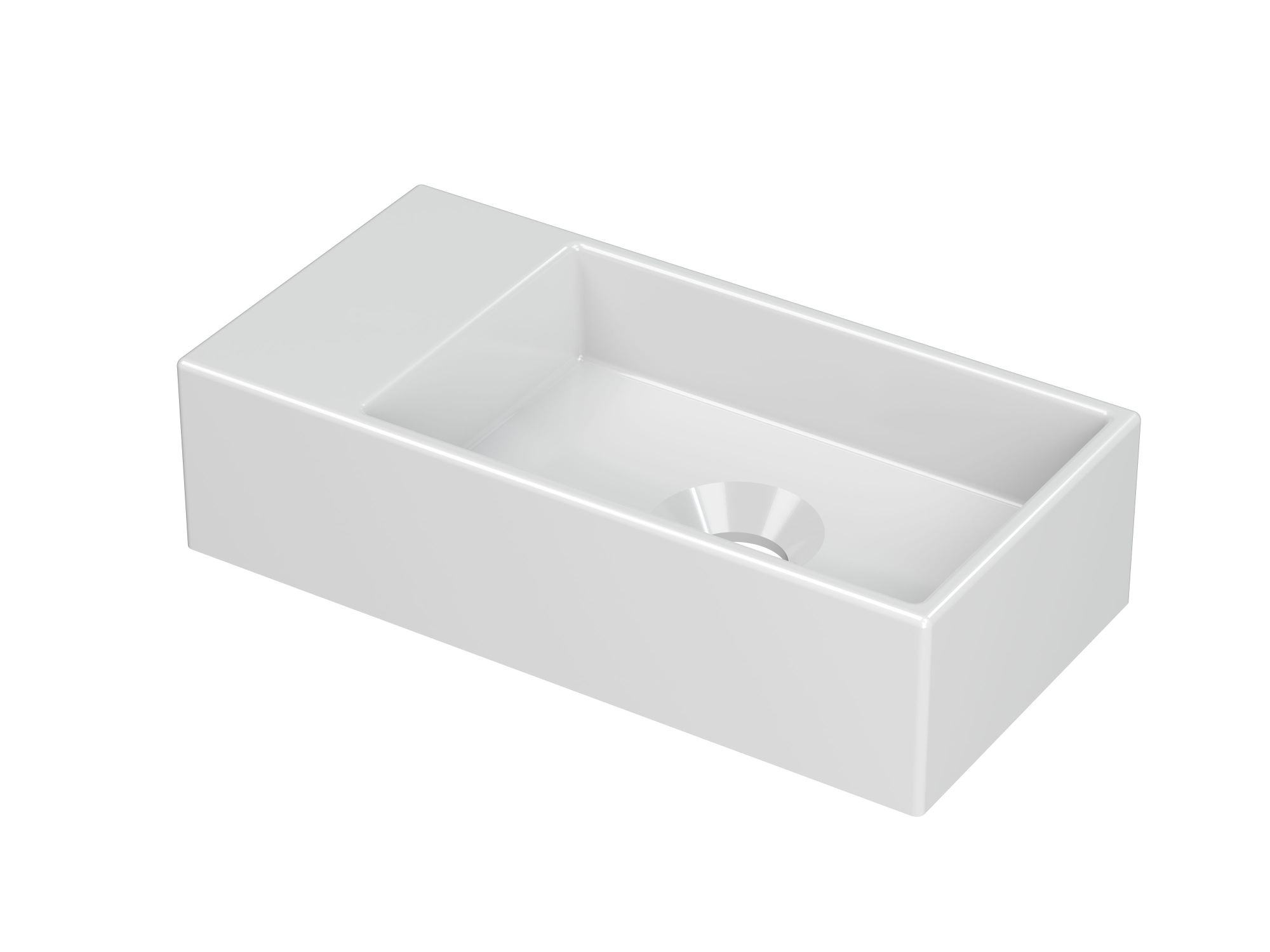 INK Versus Fontein porselein links z. krgt. 3404230 Glans wit H90xB360xD180