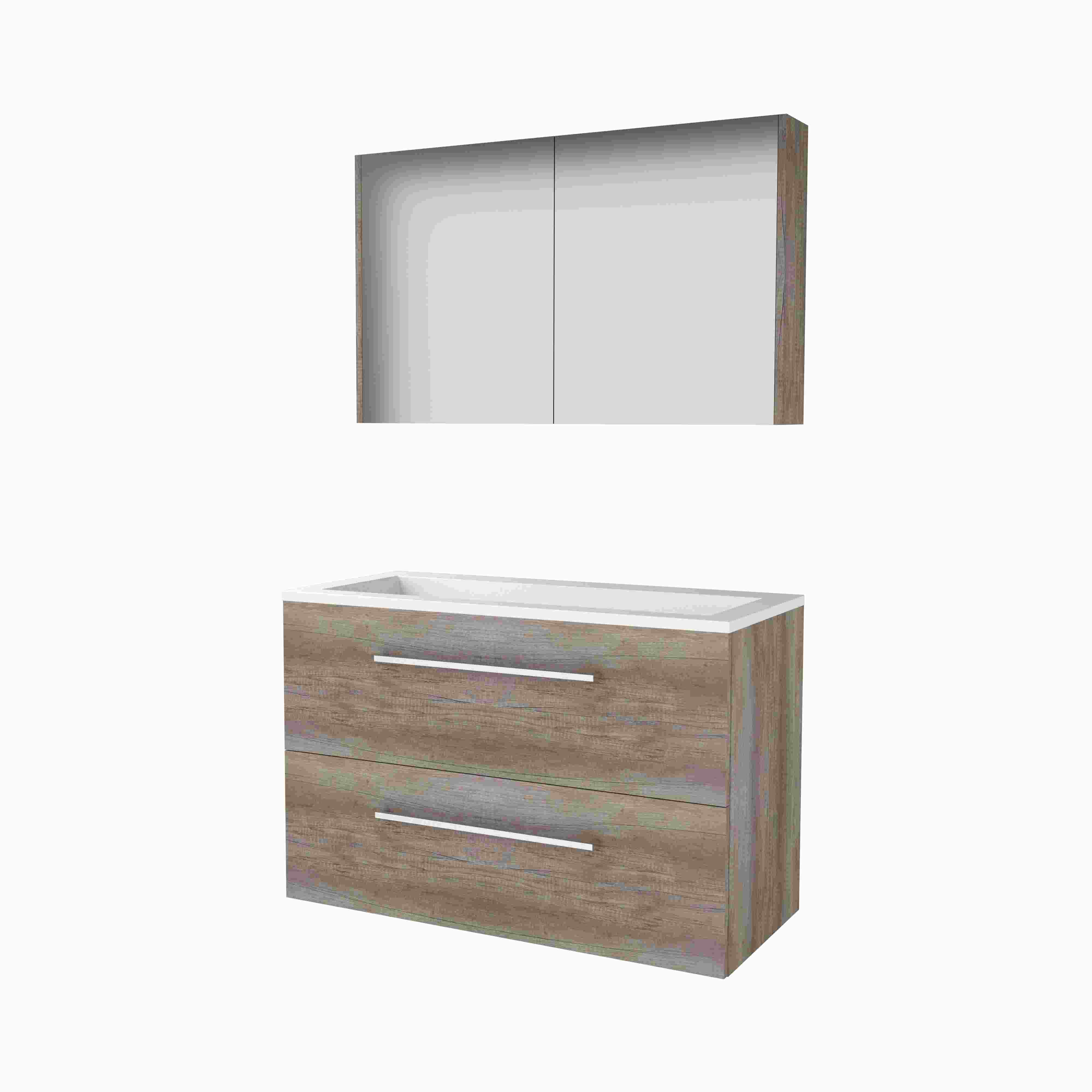 Basic Comfort 46 set 100x46cm met gr. 2 la Acryl wast. 0 krgt. incl. kast C46GR100A0SO Scotch Oak