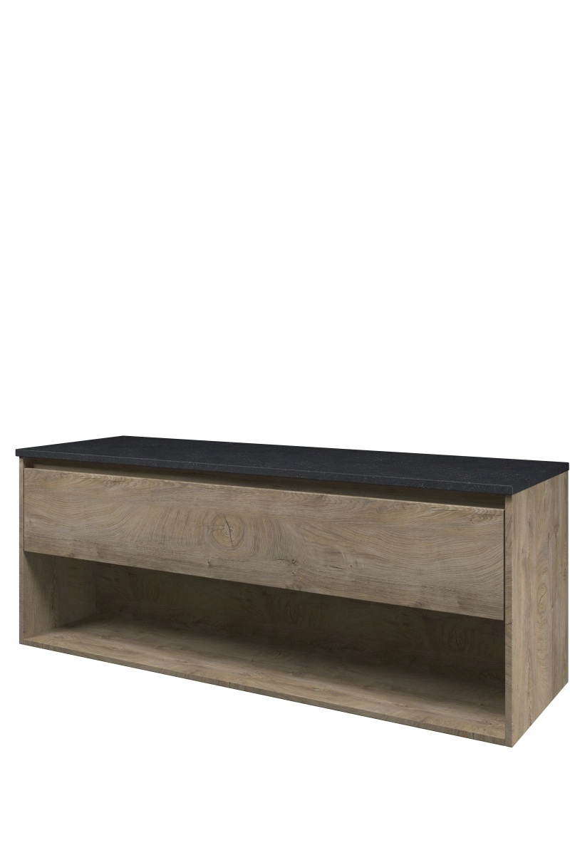 Proline Top afdekplaat hardsteen onderk. m. schap H540xB1400xD460 Raw oak/Blue stone / 1817971