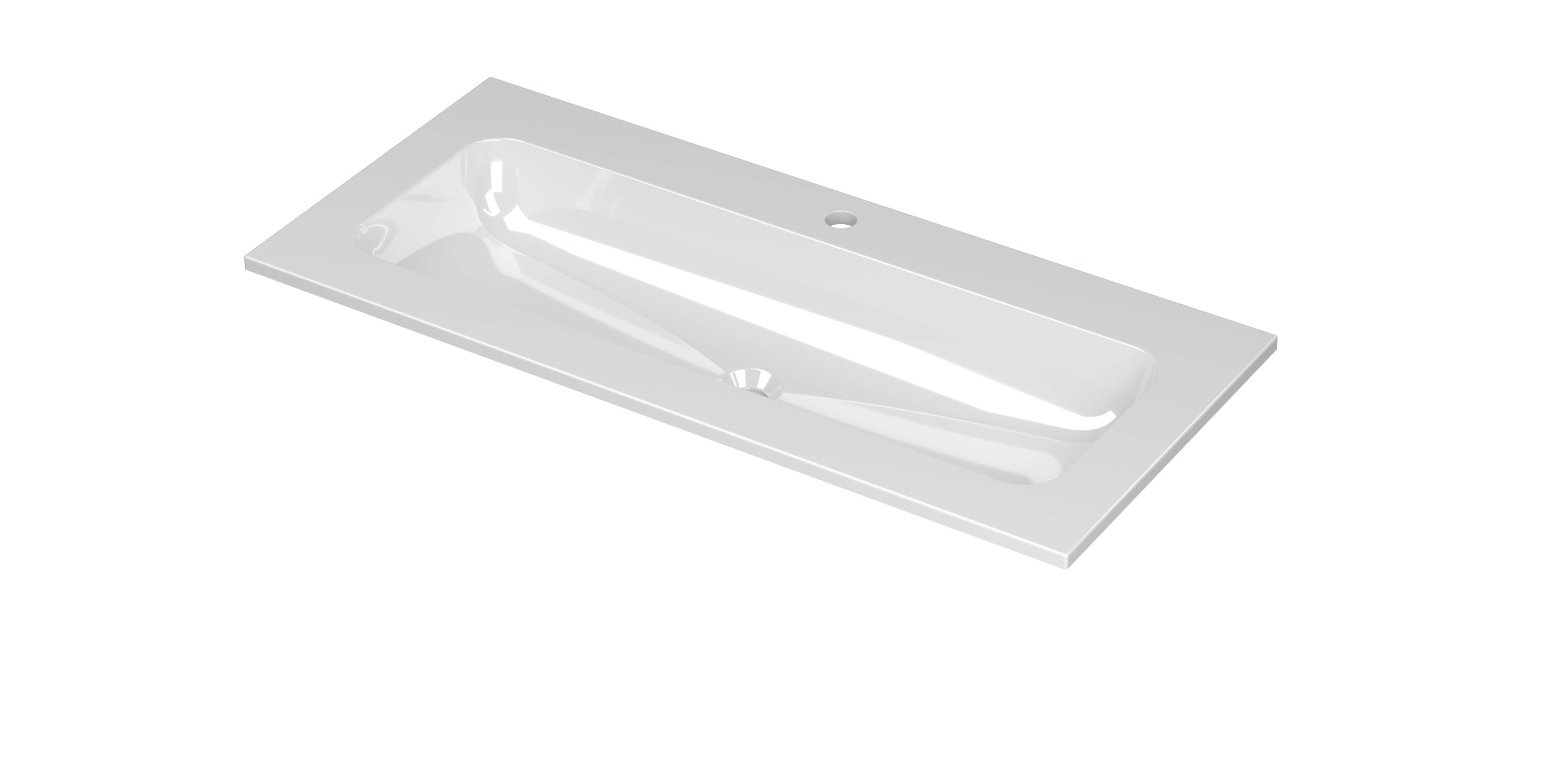 INK Aspekt wastafel pors. m. kom 45 centraal m. 1 krgt. 207021 Glans wit H25xB15xD1000