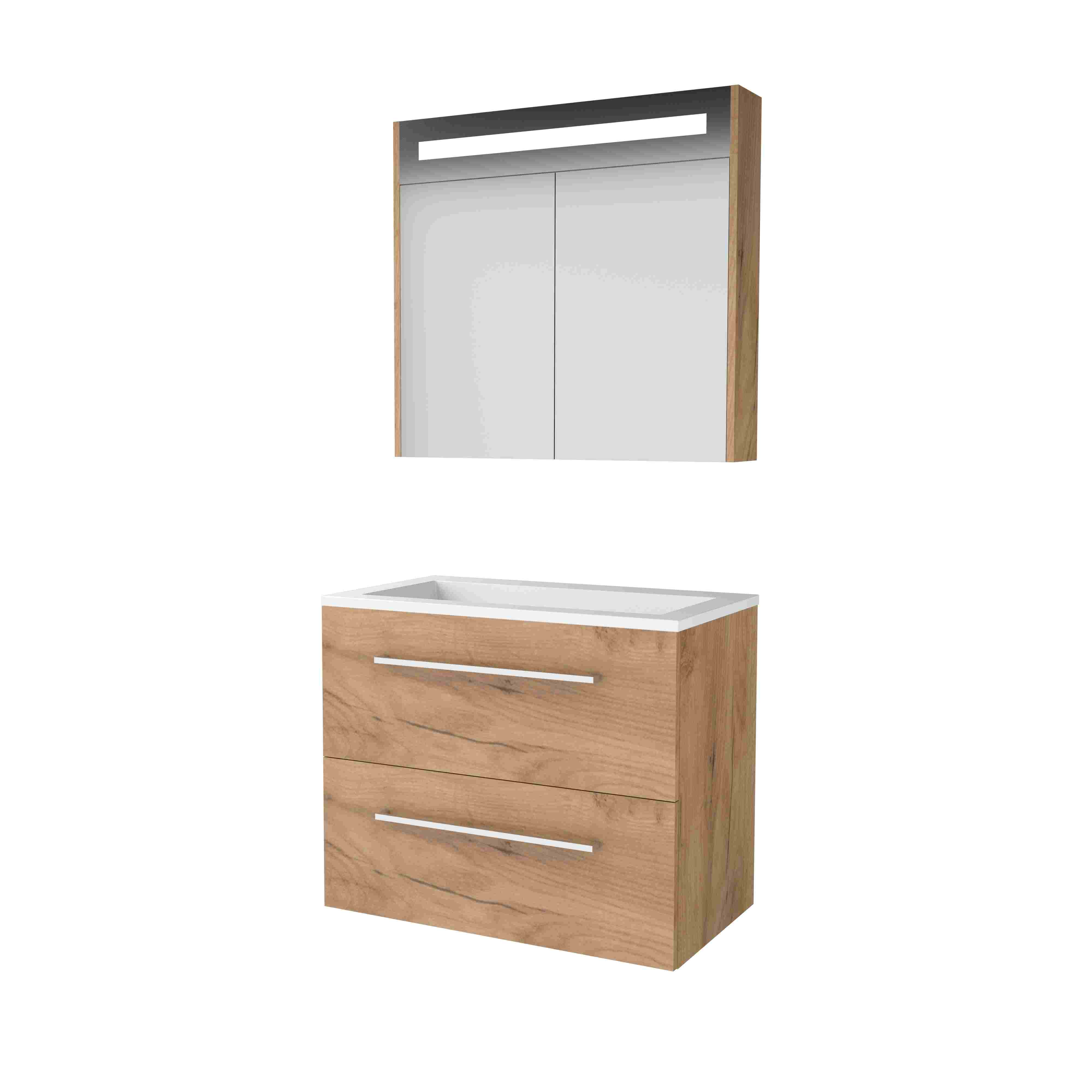 Basic Premium 46 set 80x46cm met gr. 2 la Acryl wast. 0 krgt. incl. kast m. verl. P46GR80A0WO Whisky Oak