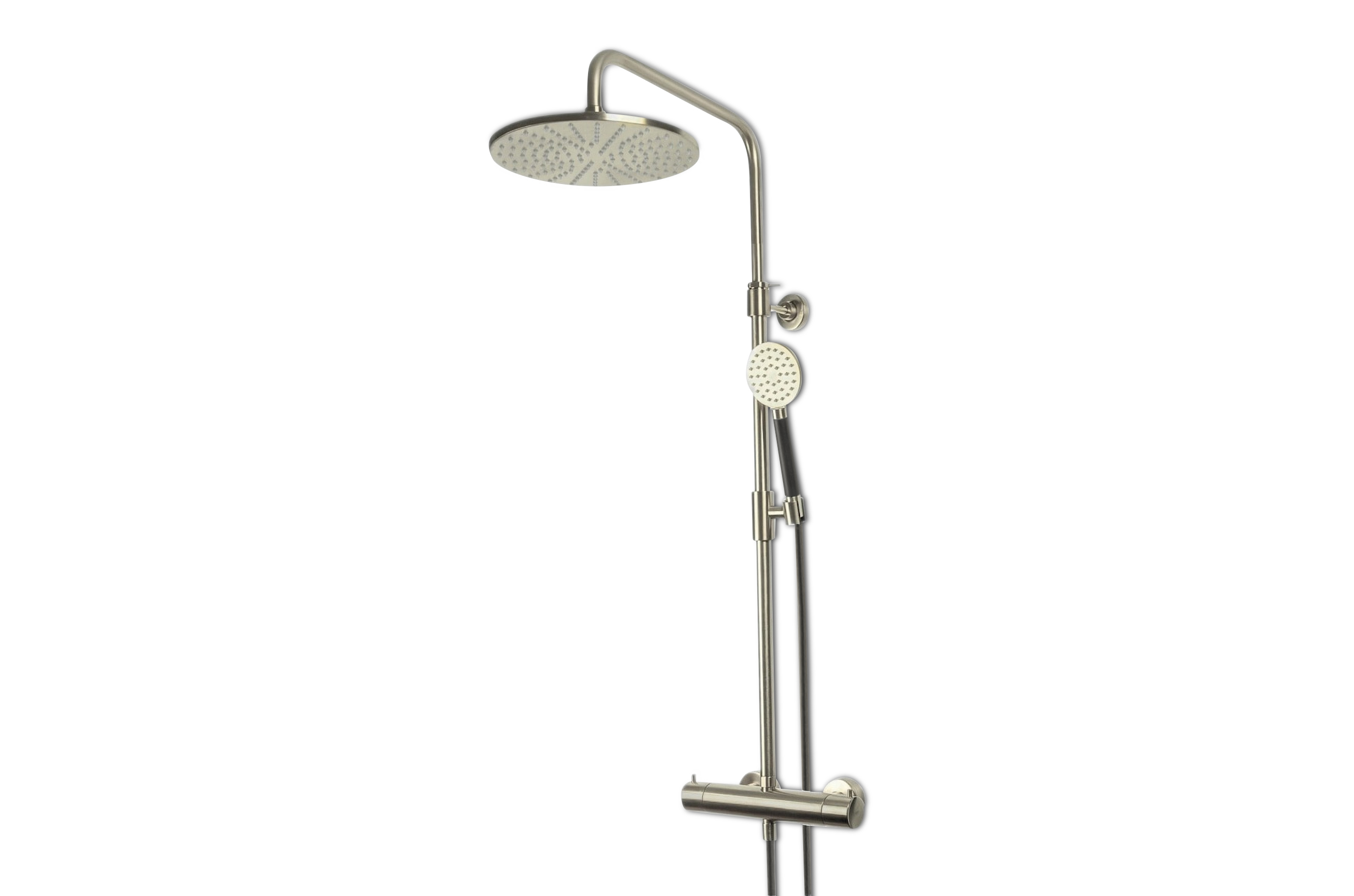 Lagoo Garda Thermostatische douche set m. hoofddouche 250 mm en handdouche rond G5203PG Brushed Champagne PVD