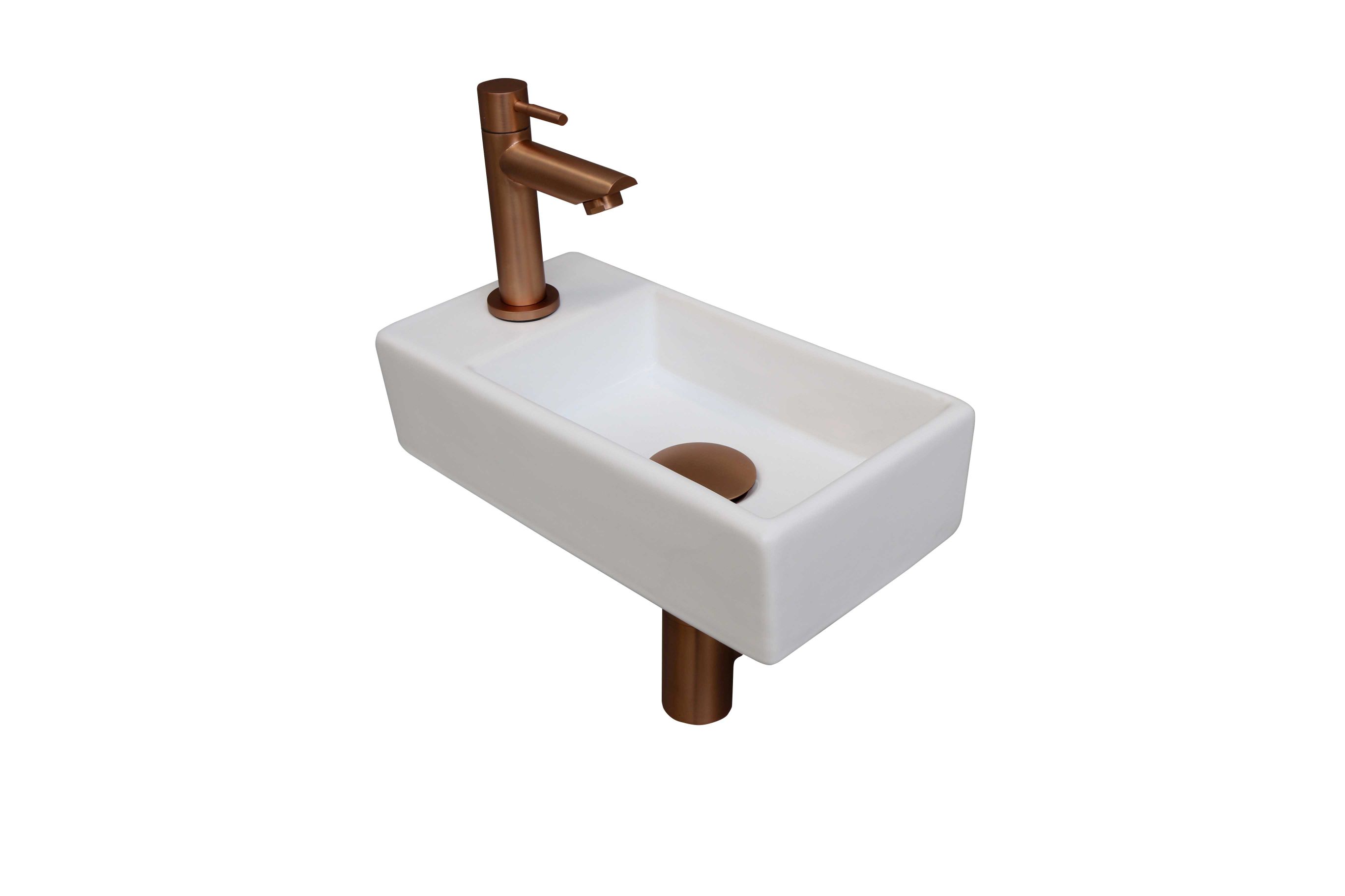 INK fonteinpack pors. L incl. kraan sifon plug en montageset 1805304 m. wit/mat rose goud H90xB360xD180