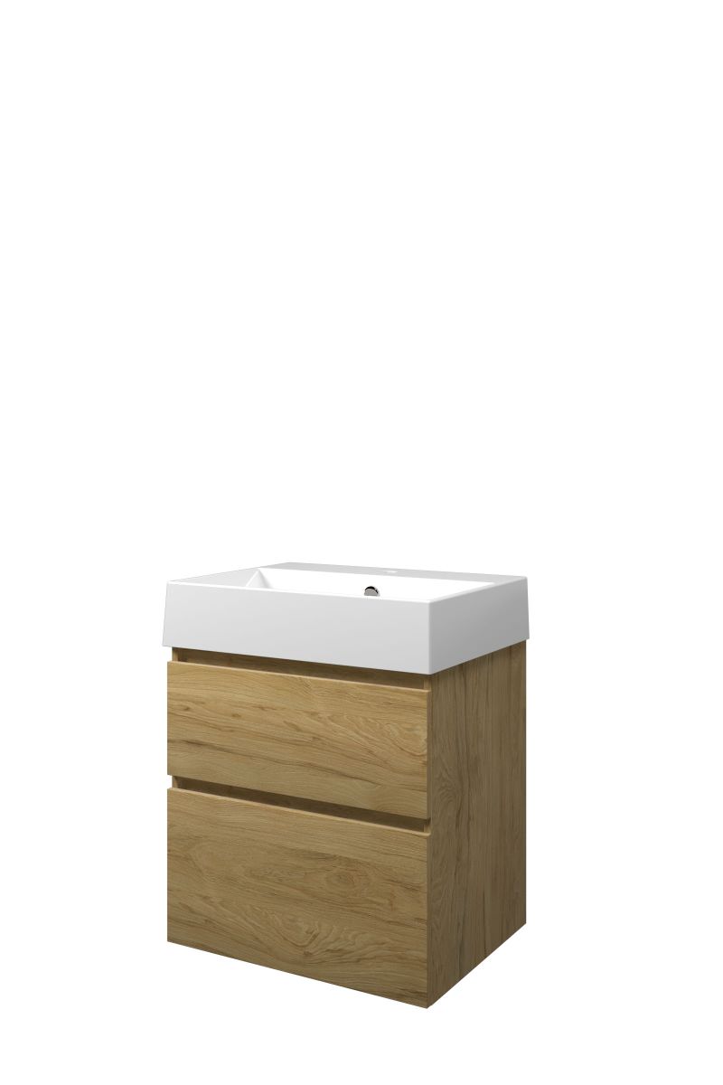 Proline set porselein Loft wast. met 1 krgt. en onderk. a-sym. 1815512 Ideal oak/Glans wit H700xB600xD460