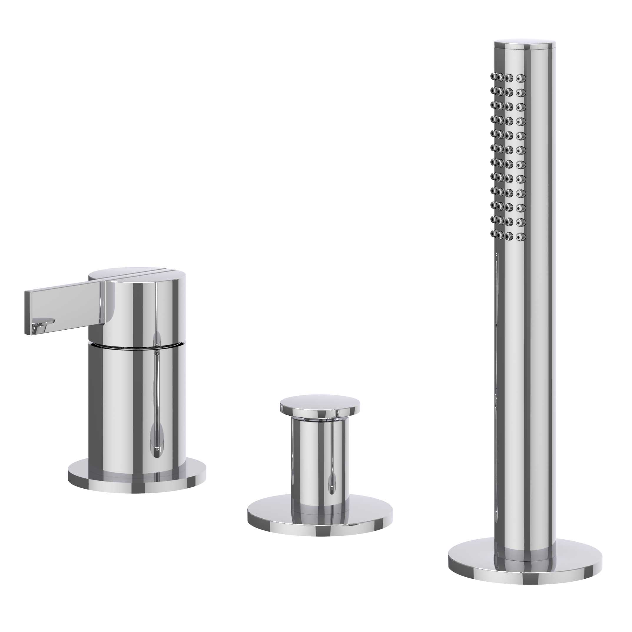 IVY Pact Badrandcombinatie 3-gats m/uittrekbare handd zonder uitloop 6302101 Chroom