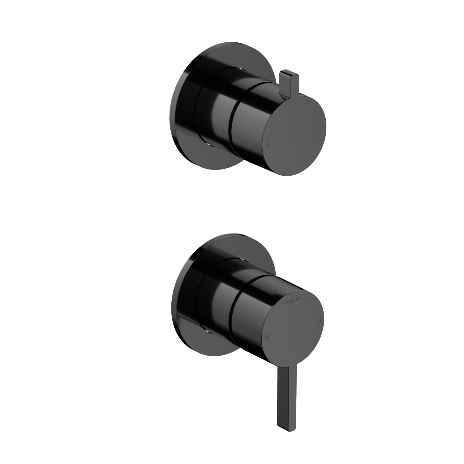Hotbath Ace afbouwdeel mengkraan m. 2-weg omstel AC129EXTPBP Gepolijst Zwart PVD