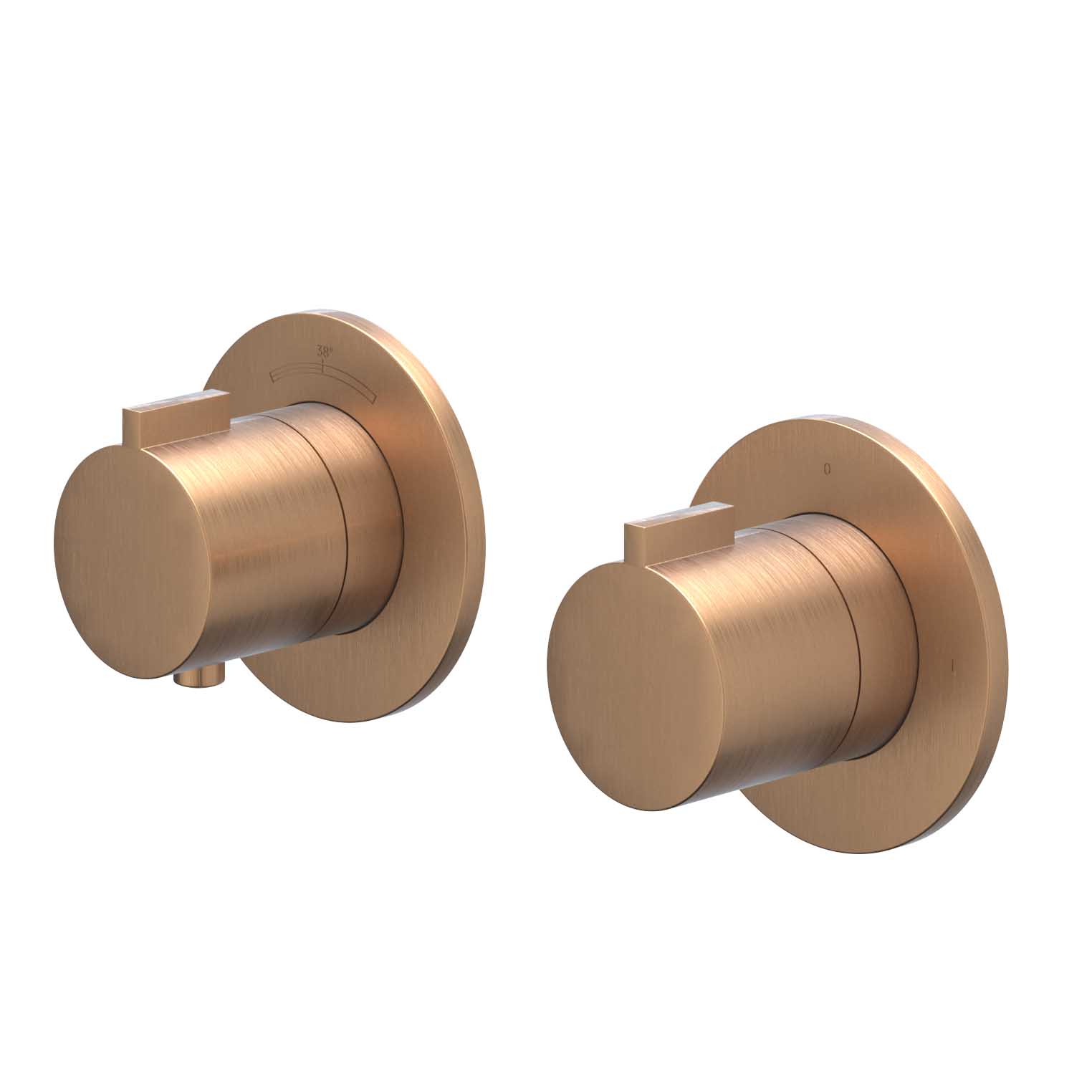 IVY Pact Afbouw inbouwtherm. m/2-weg stop-omstel symmetry 6202365 gebr. mat koper PVD