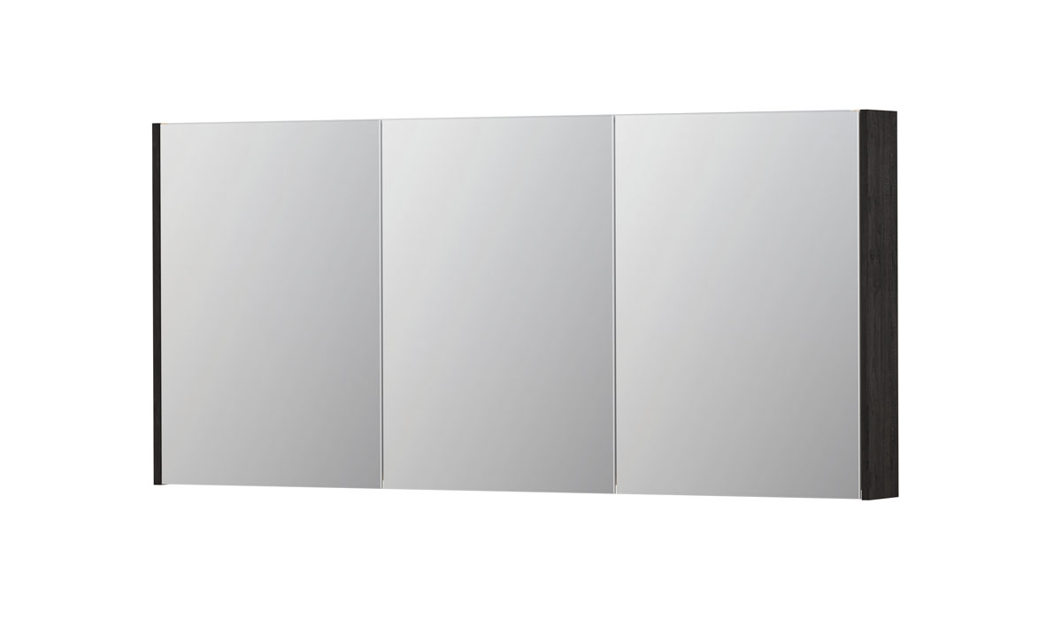 INK SPK2 spiegelkast m. 3 dubbelzijdige spiegeldeuren en stop/schak. 1105515 Houtskool eiken H730xB1600xD140