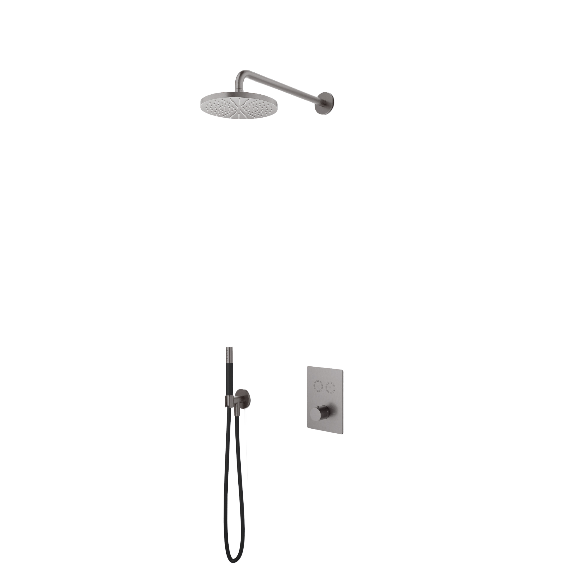 Hotbath IBS23 2 pushbuttons Vierkant 3s. handd 30cm plfbuis 30cm hoofddouche glijst IBS23CR1357 Chroom
