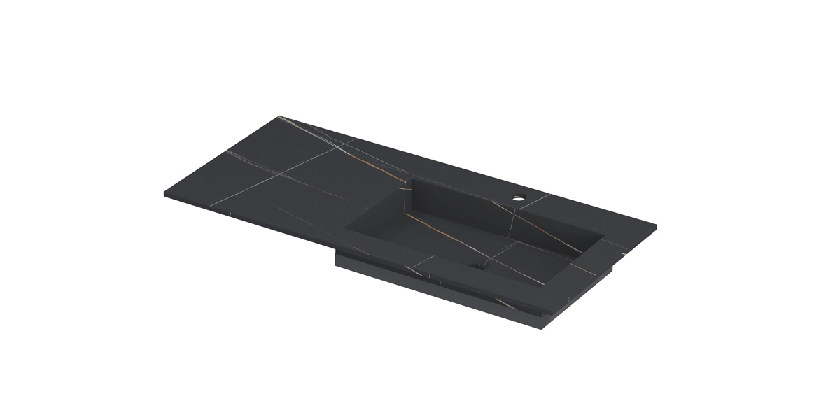 INK Post wast. keramische slab envelop bak R m. 1 krgt. H10xB1000xD450 Lauren black mat / 210192