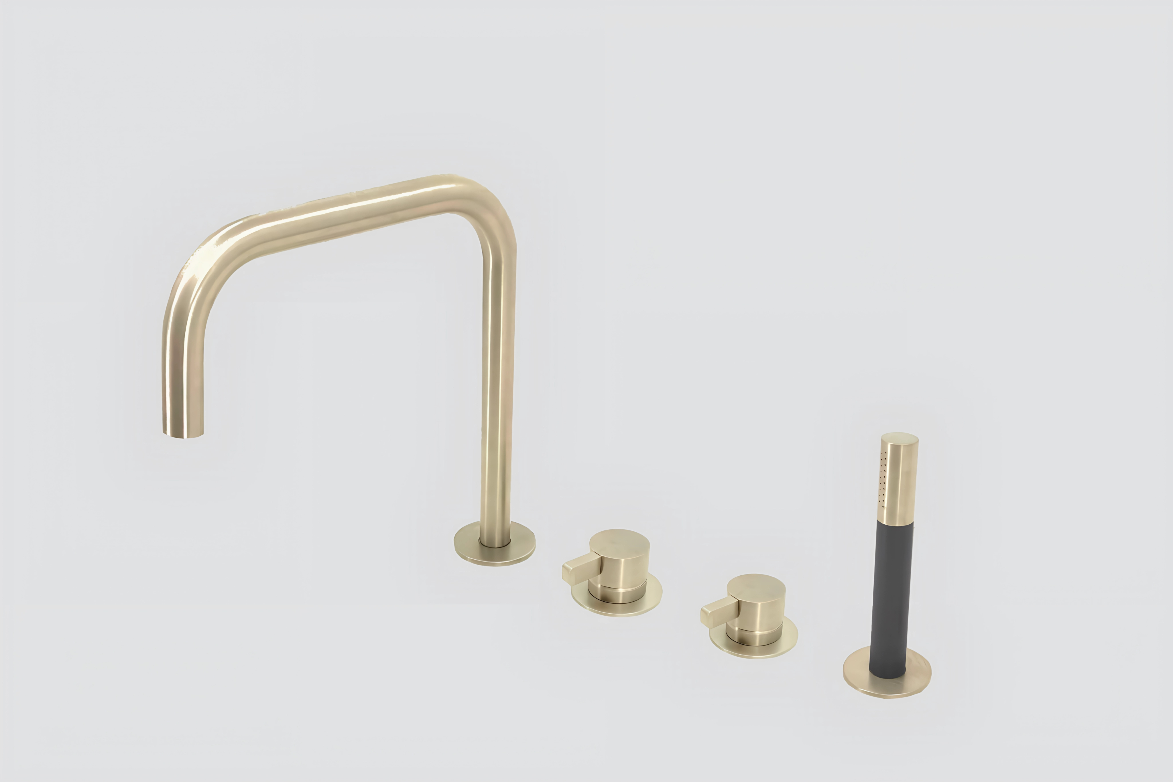 Lagoo Como Badrandcombinatie m. uitloop 2 stopkranen en handdouche CM3210PG Brushed Champagne PVD