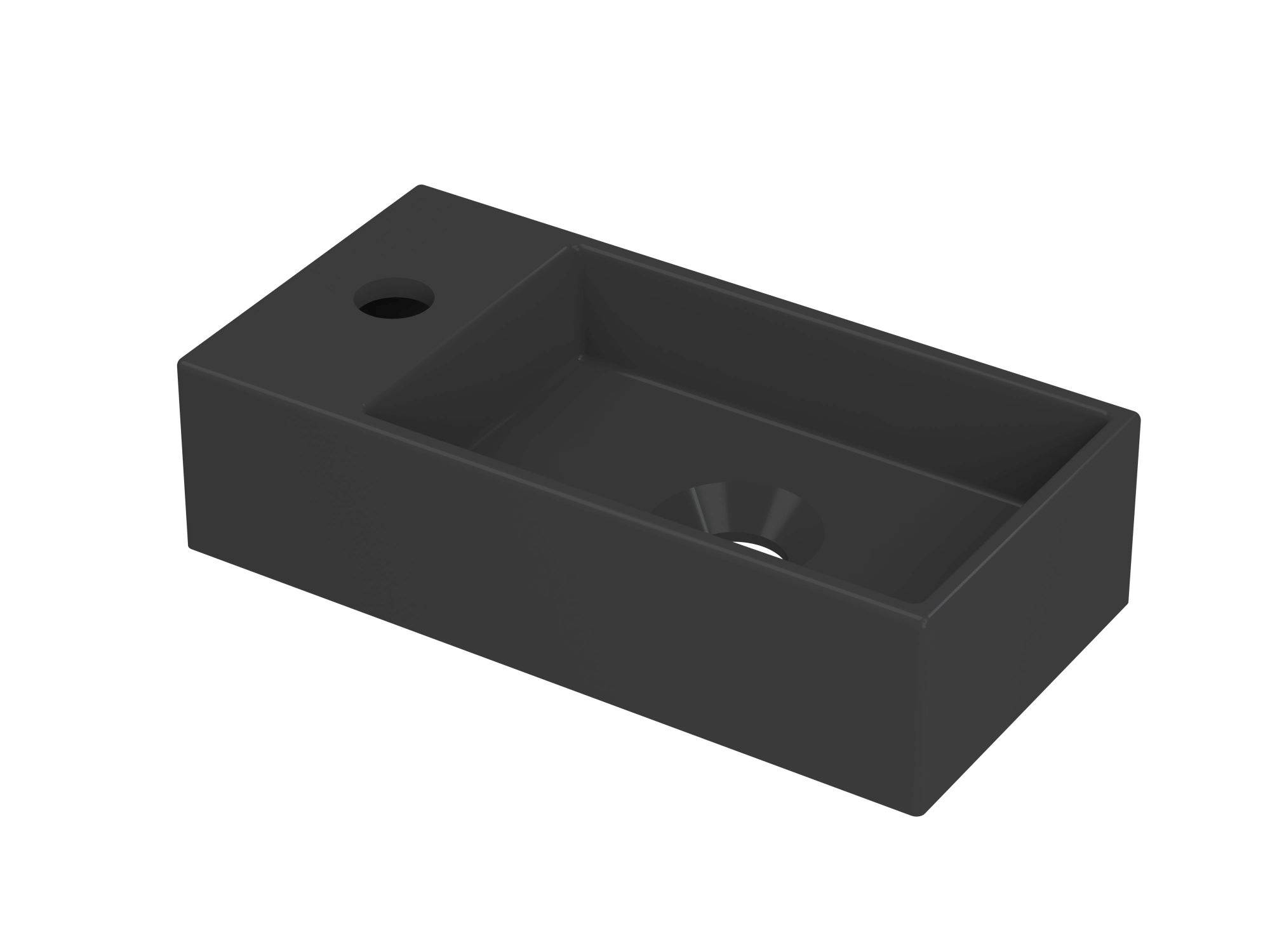 INK Versus Fontein porselein links met krgt. 3404280 Mat zwart H90xB360xD180