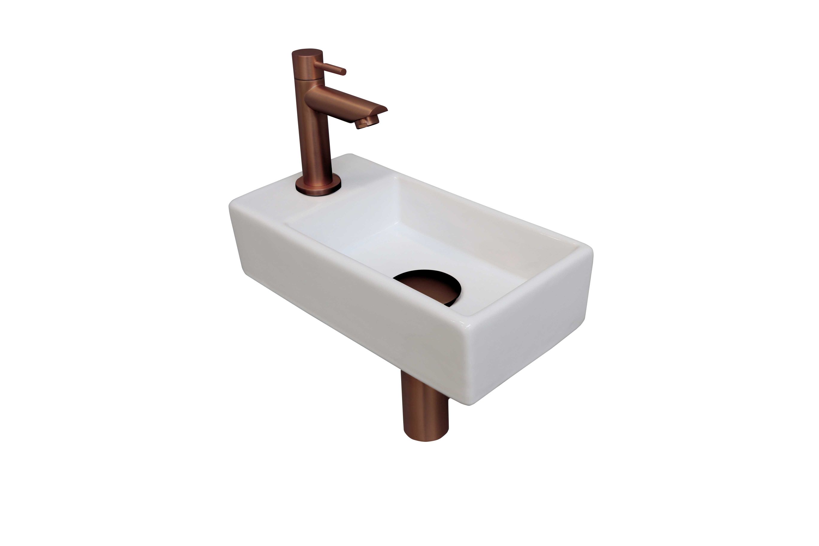 INK fonteinpack pors. L incl. kraan sifon plug en montageset 1805303 Glans wit/mat rose goud H90xB360xD180