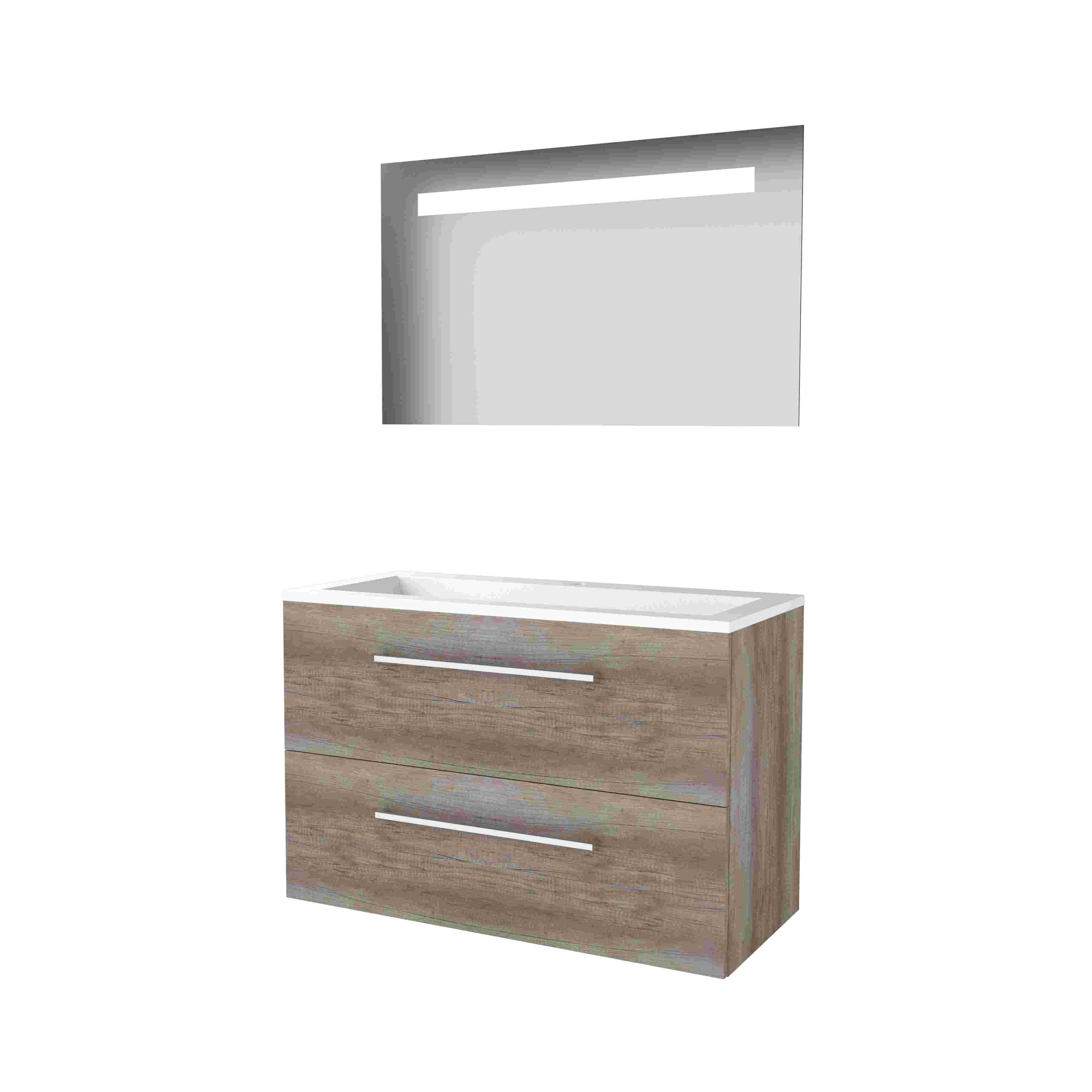 Basic Economic 46 set 100x46cm met gr. 2 la Acryl wast. 1 krgt. incl. spiegel m. verl. E46GR100A1SO Scotch Oak