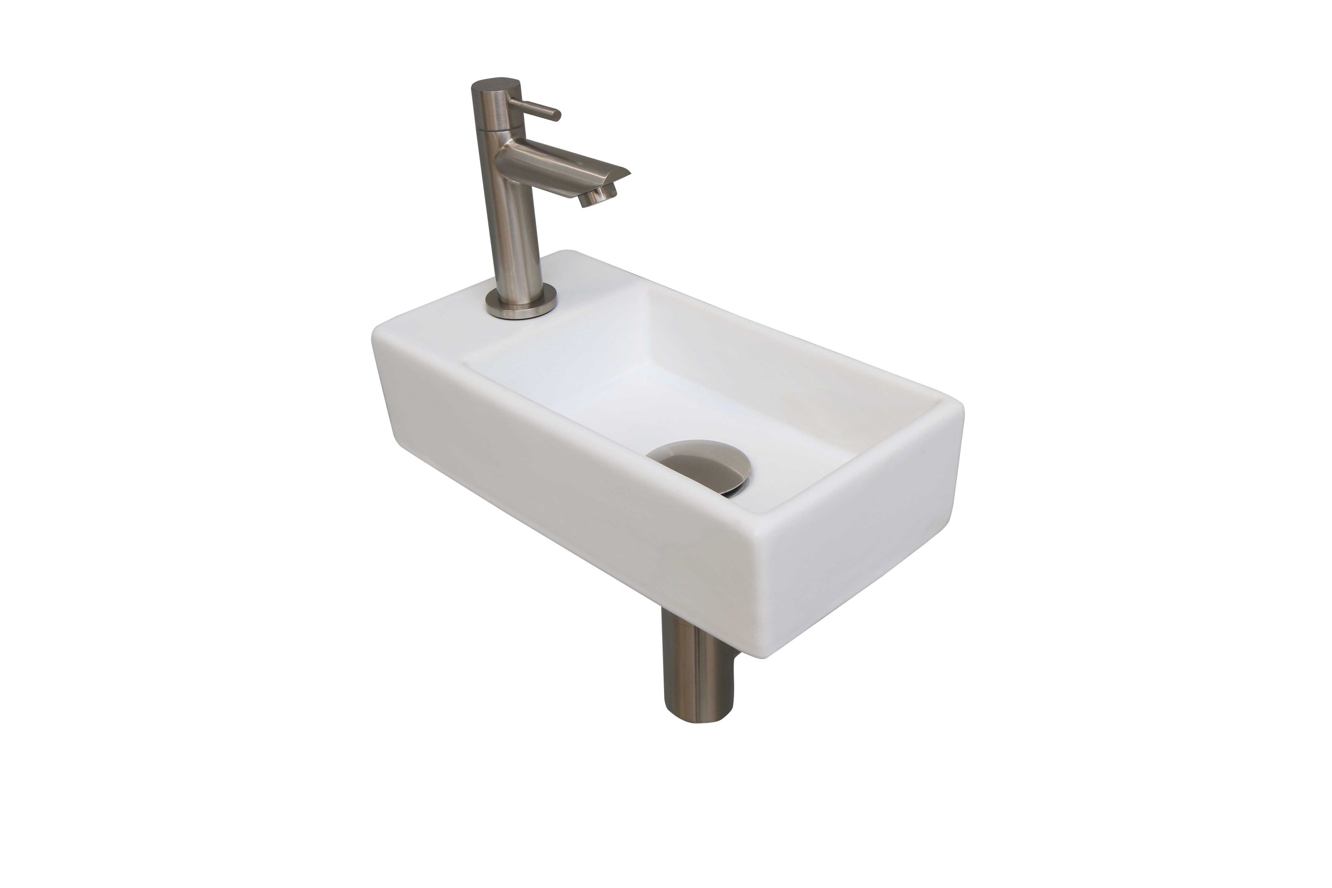 INK fonteinpack pors. L incl. kraan sifon plug en montageset 1805357 m. wit/Brushed nickel H90xB360xD180