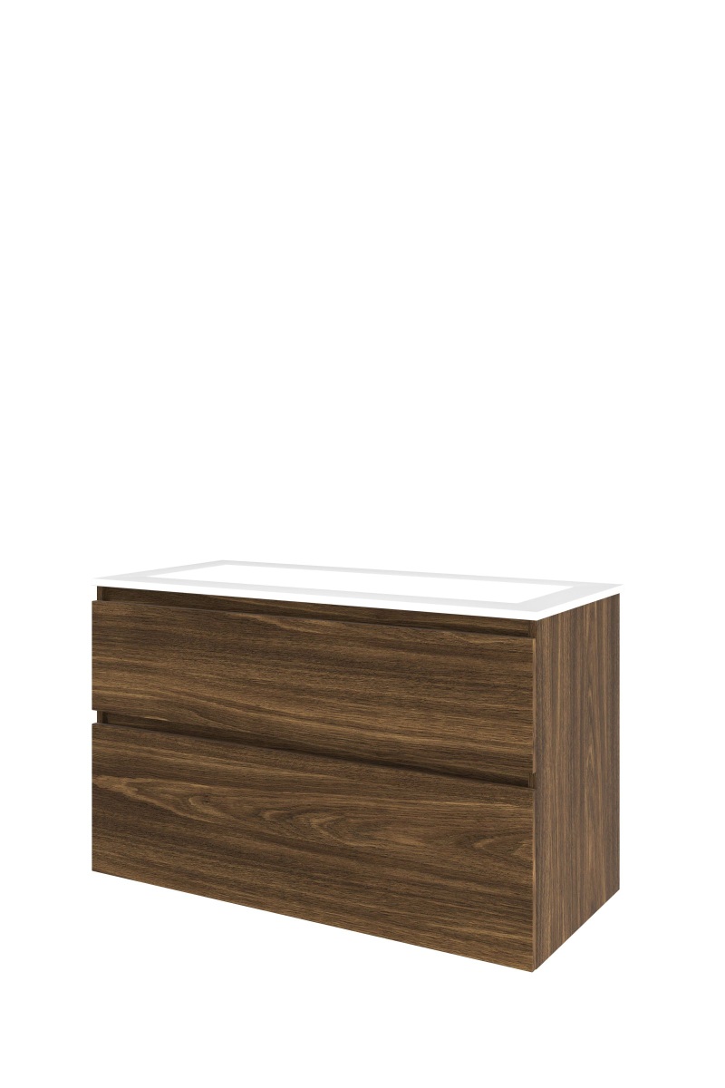 Proline set polystone Elegant wast. z. krgt. en onderk. a-sym. 1816403 Cabana oak/Glans wit H620xB1000xD460