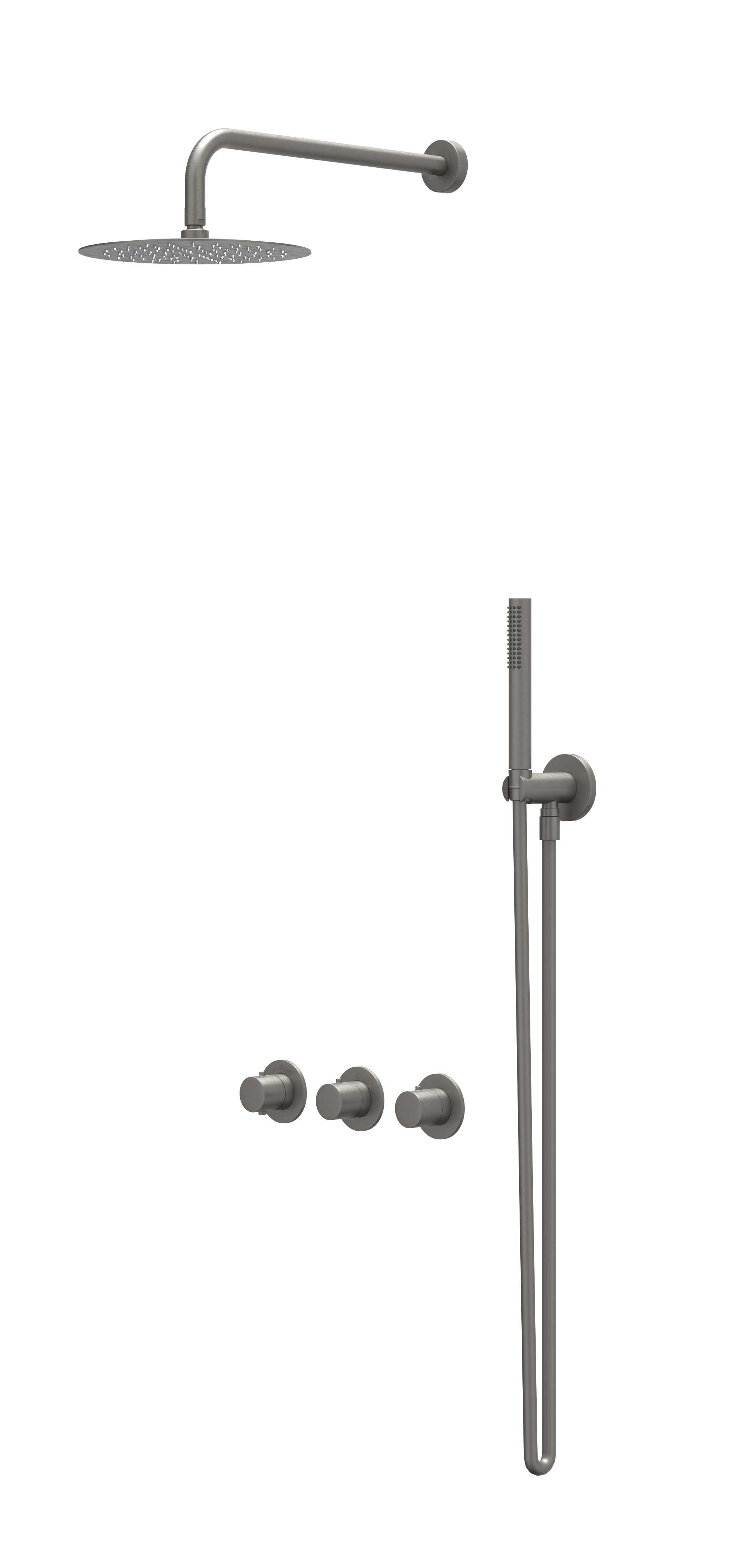 IVY Bond set 2 stopkr. w.arm R25cm verst. steun m. geint. uitl. slang 150cm + s.spr. hd. CSB4GMCBAC Geborsteld metal black PVD