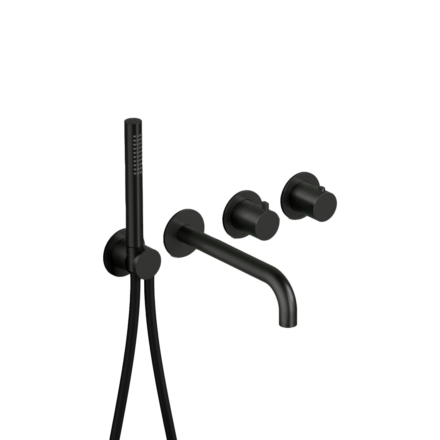 Hotbath Ace afbouwdeel inbouw bad thermostaat m. 2-weg stop-omstel m. uitloop en handd. AC072EXTMBP Mat Zwart PVD