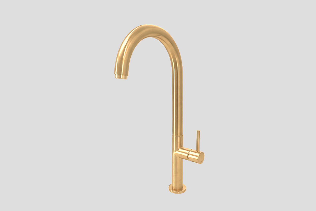 Lagoo Garda keukenmengkraan met draaibare uitloop rond G7000BB Brushed Brass PVD