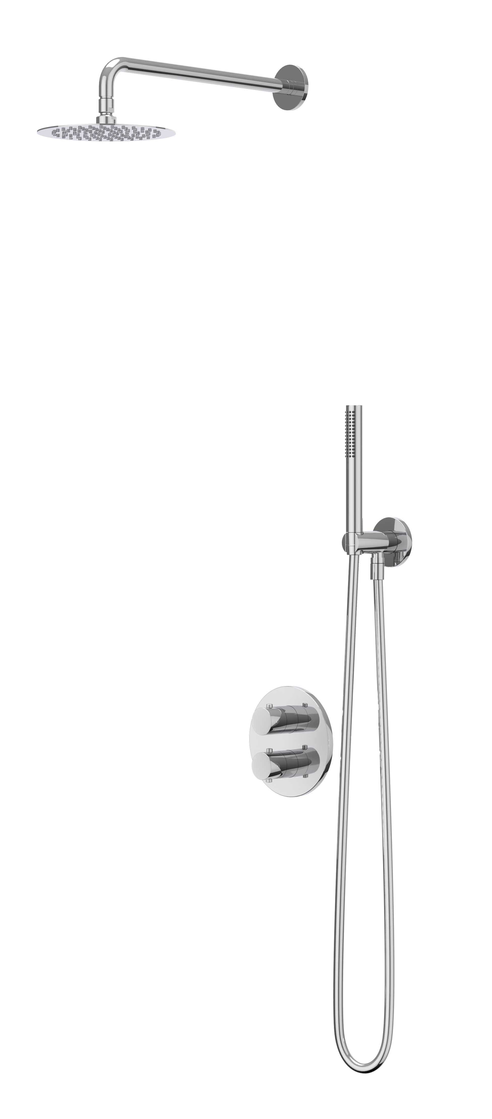 IVY Bond set 2-weg st.omst. pl.b. 15cm R20cm verst. steun m. geint. uitl. slang 150cm + 3-st. hd. CSB2CRBDBC Chroom