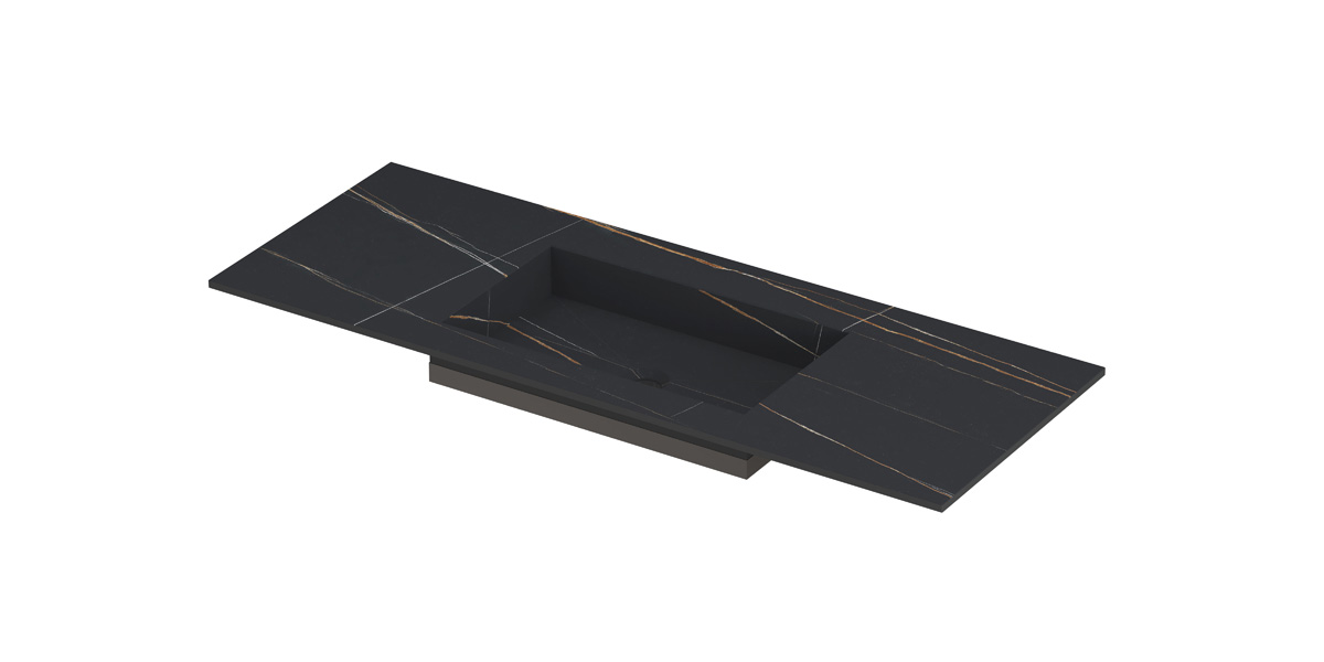 INK Post wast. keramische slab envelop bak midden zonder krgt. H10xB1200xD450 Lauren black mat / 210062