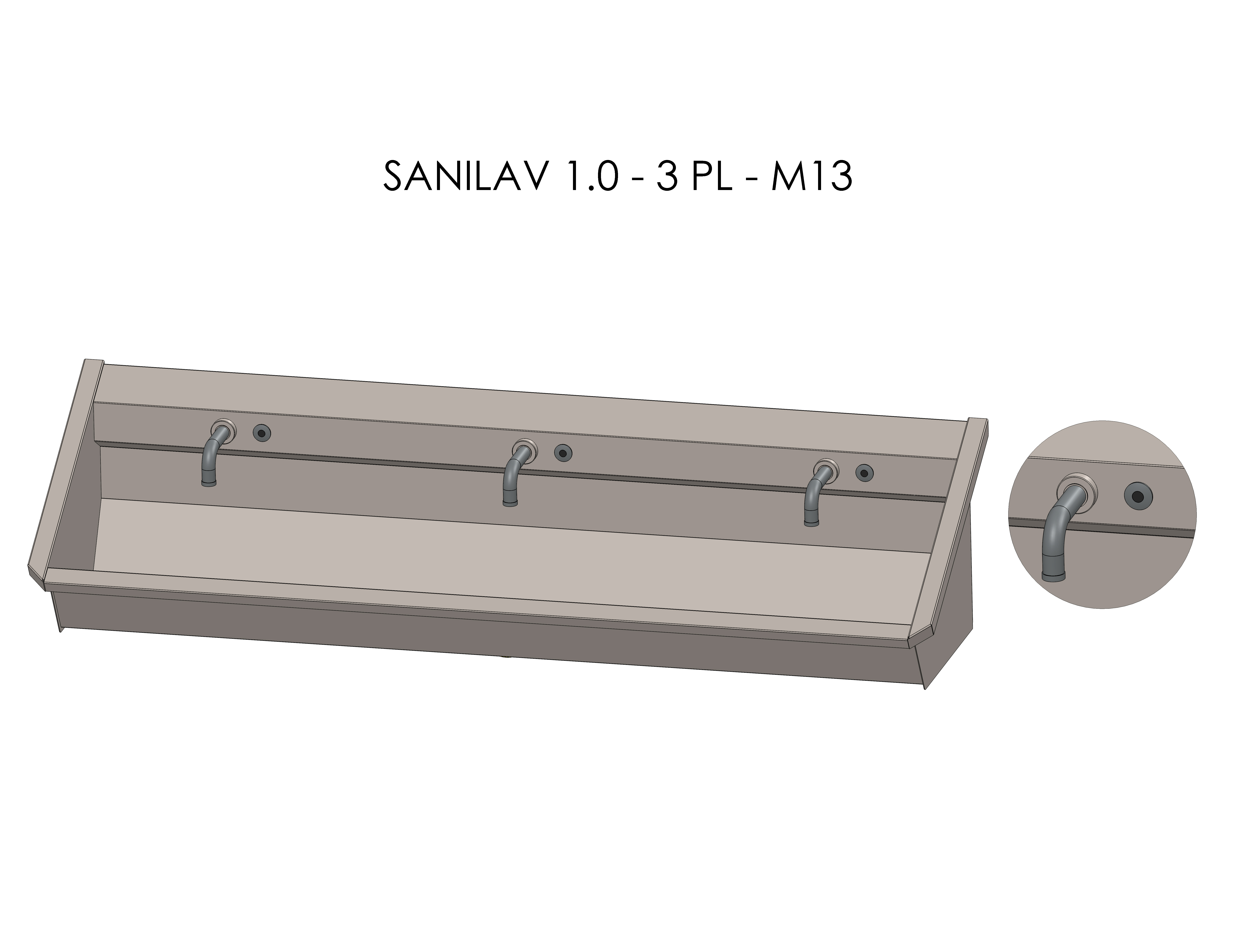 Intersan Sanilav muurwastrog rvs 3p 180 elektr. zelfsl. SANILAV 1.0-3- M13