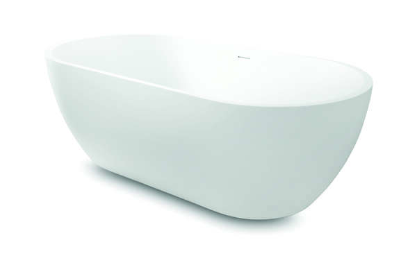 Luca vrijstaand bad solid surface met overl. 160x80x54h Mat wit