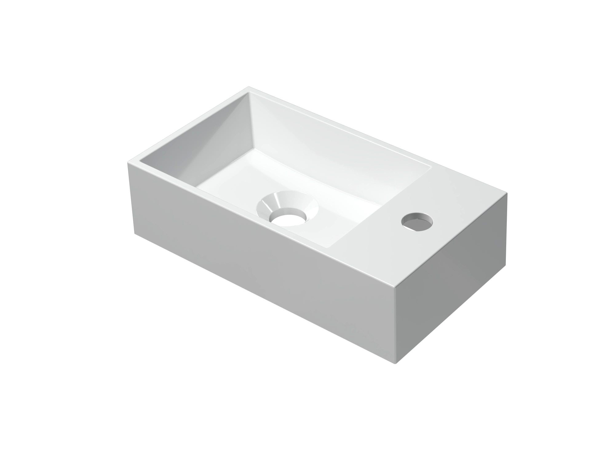 INK Contra Fontein Polystone vierkant met krgt. rechts 3403040 Glans wit H100xB400xD220