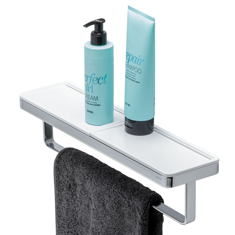 Geesa Frame Handdoekhouder met planchet Wit / Chroom 918853-02-420