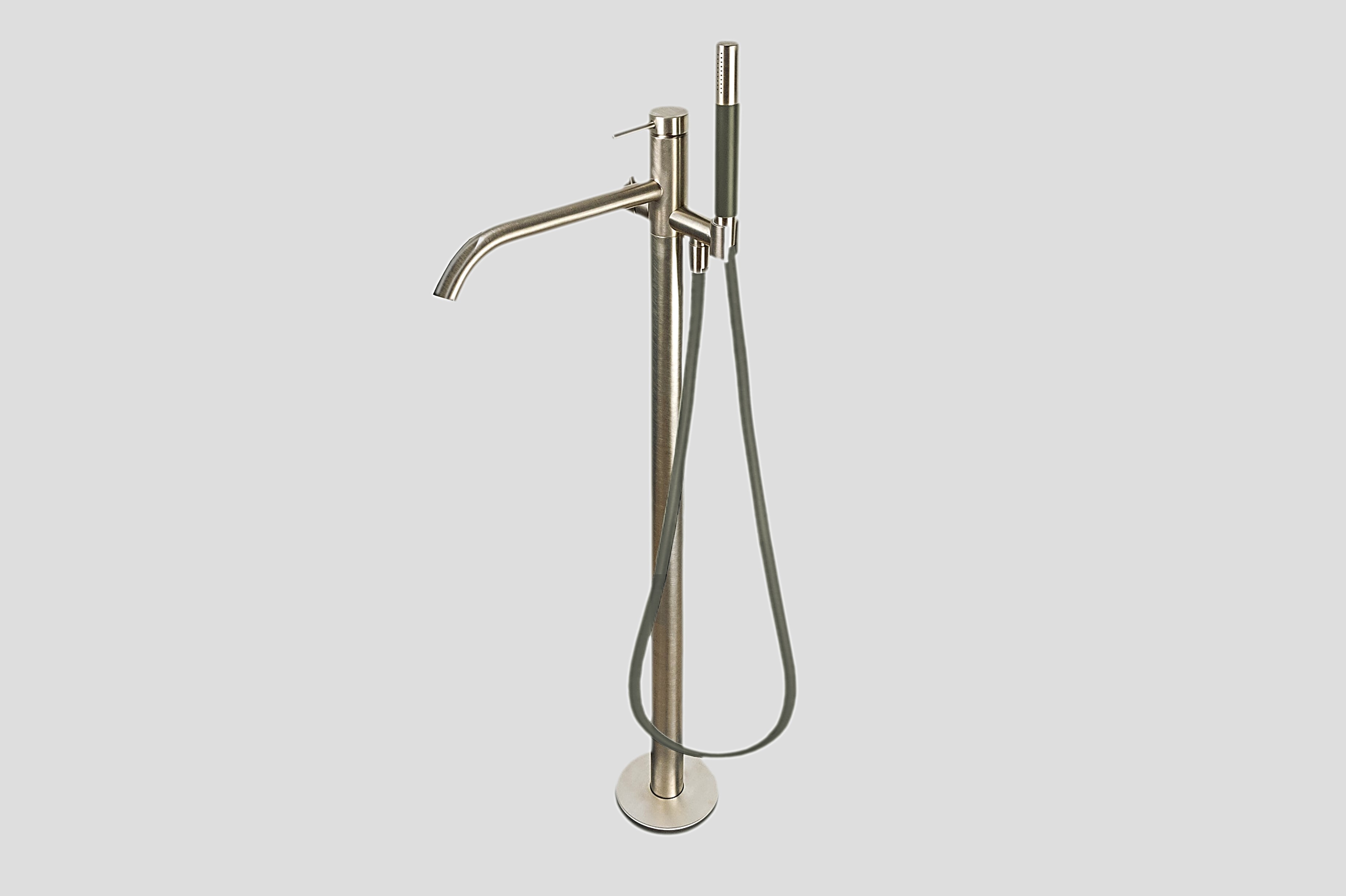 Lagoo Garda vrijstaande badmengkraan afb.deel met mixer handd. staaf doucheslang 150 cm G3204BN Brushed Nickel