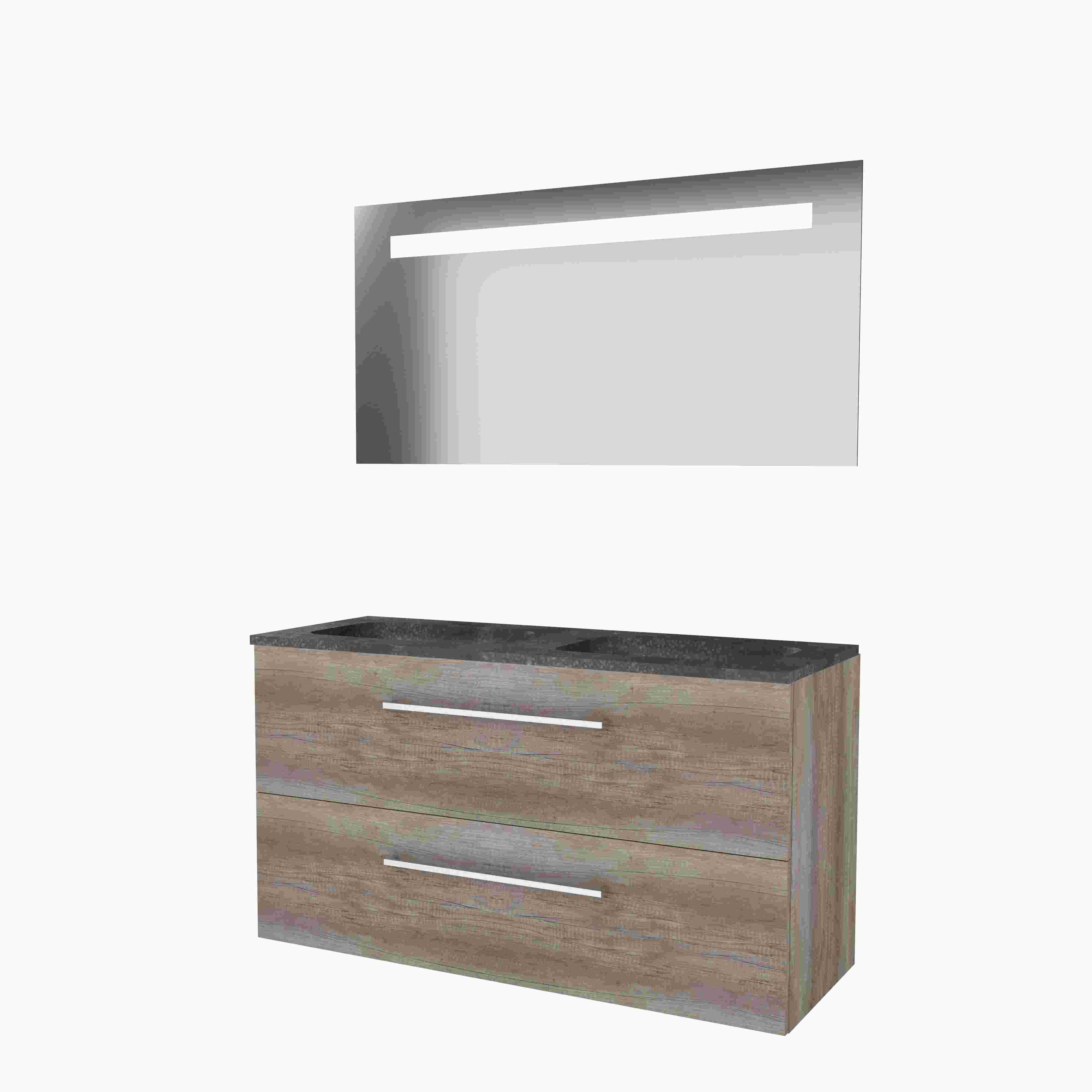 Basic Econom. 46 onderk. m. gr. incl. 2 la + hardst. wast. incl. 2 krgt. incl. spg. m. geint. Led B1200xD460 Scotch Oak / 1813293