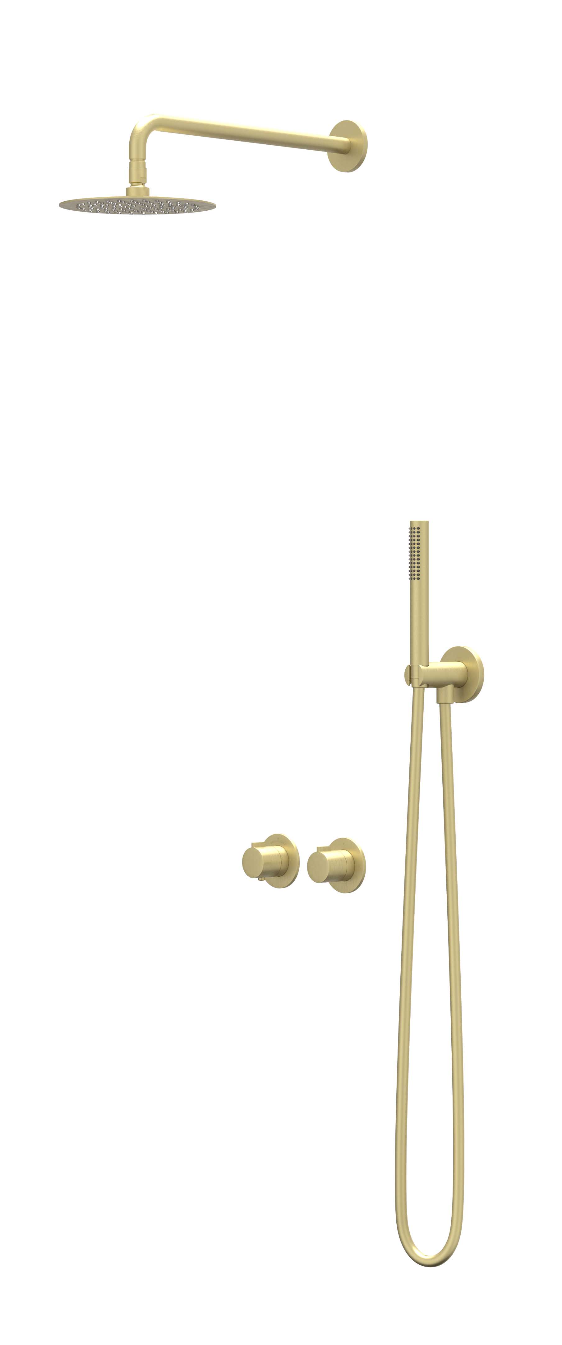 IVY Pact set 2-weg st.omst. 15cm pl.b. R20cm gl.st. m. uitl. slang 150cm + staaf CSP3EXMPAABB Geborsteld mat goud PVD